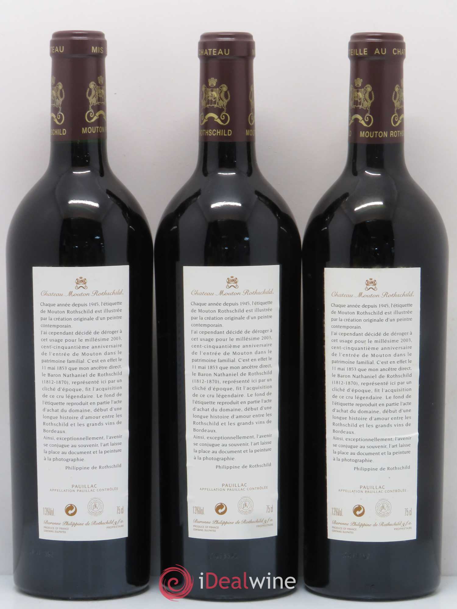 Château Mouton Rothschild 1er Grand Cru Classé 2003 - Lot de 6 bouteilles - 2