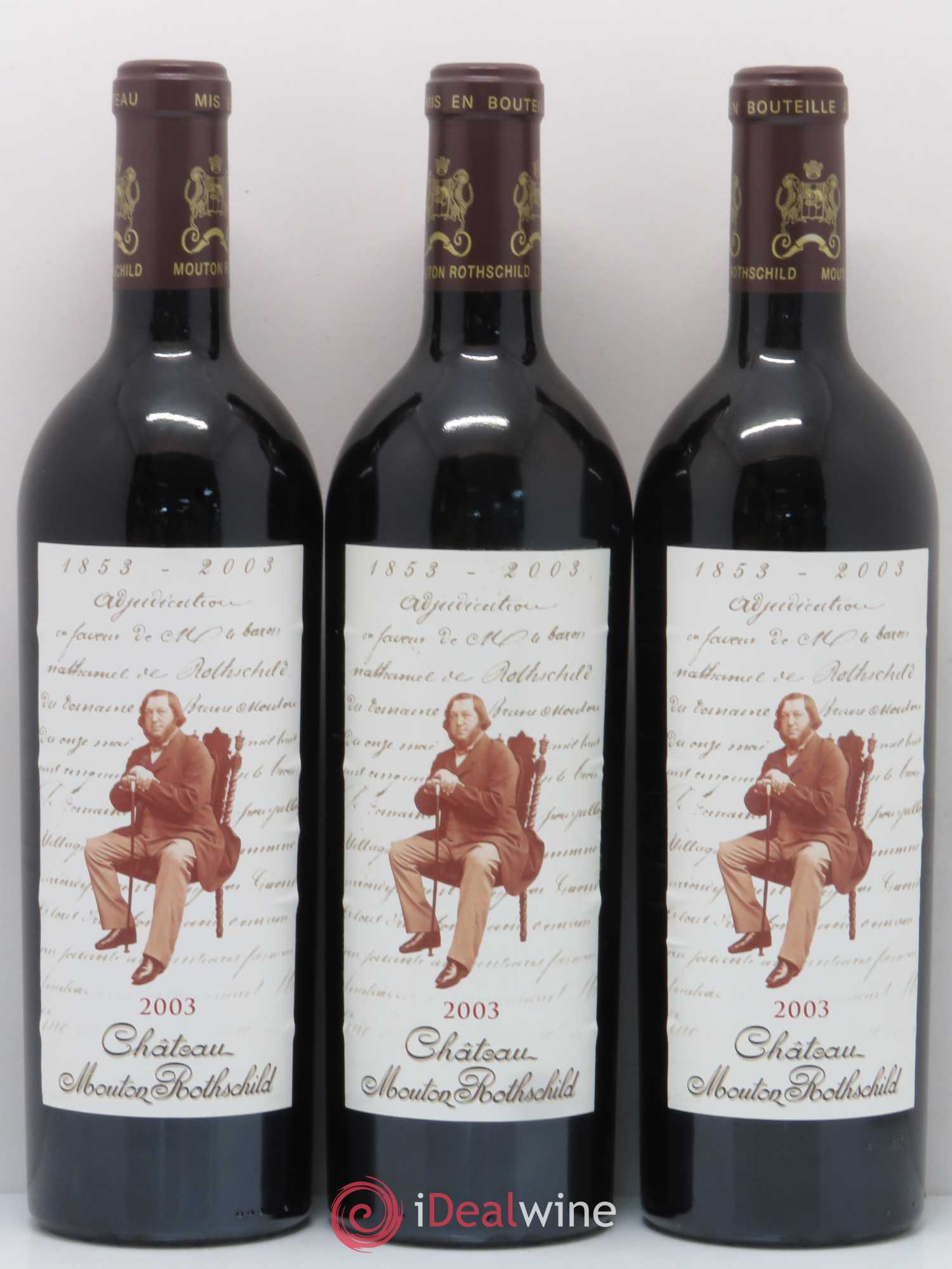 Château Mouton Rothschild 1er Grand Cru Classé 2003 - Lot de 3 bouteilles - 0
