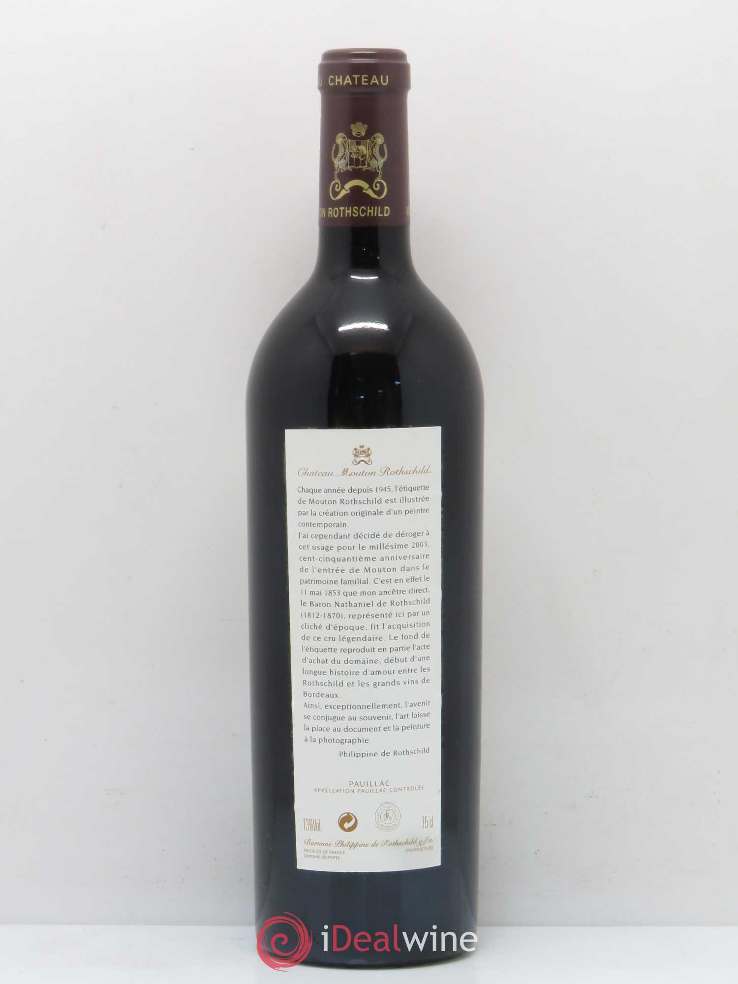 Château Mouton Rothschild 1er Grand Cru Classé 2003 - Lot de 1 bouteille - 1