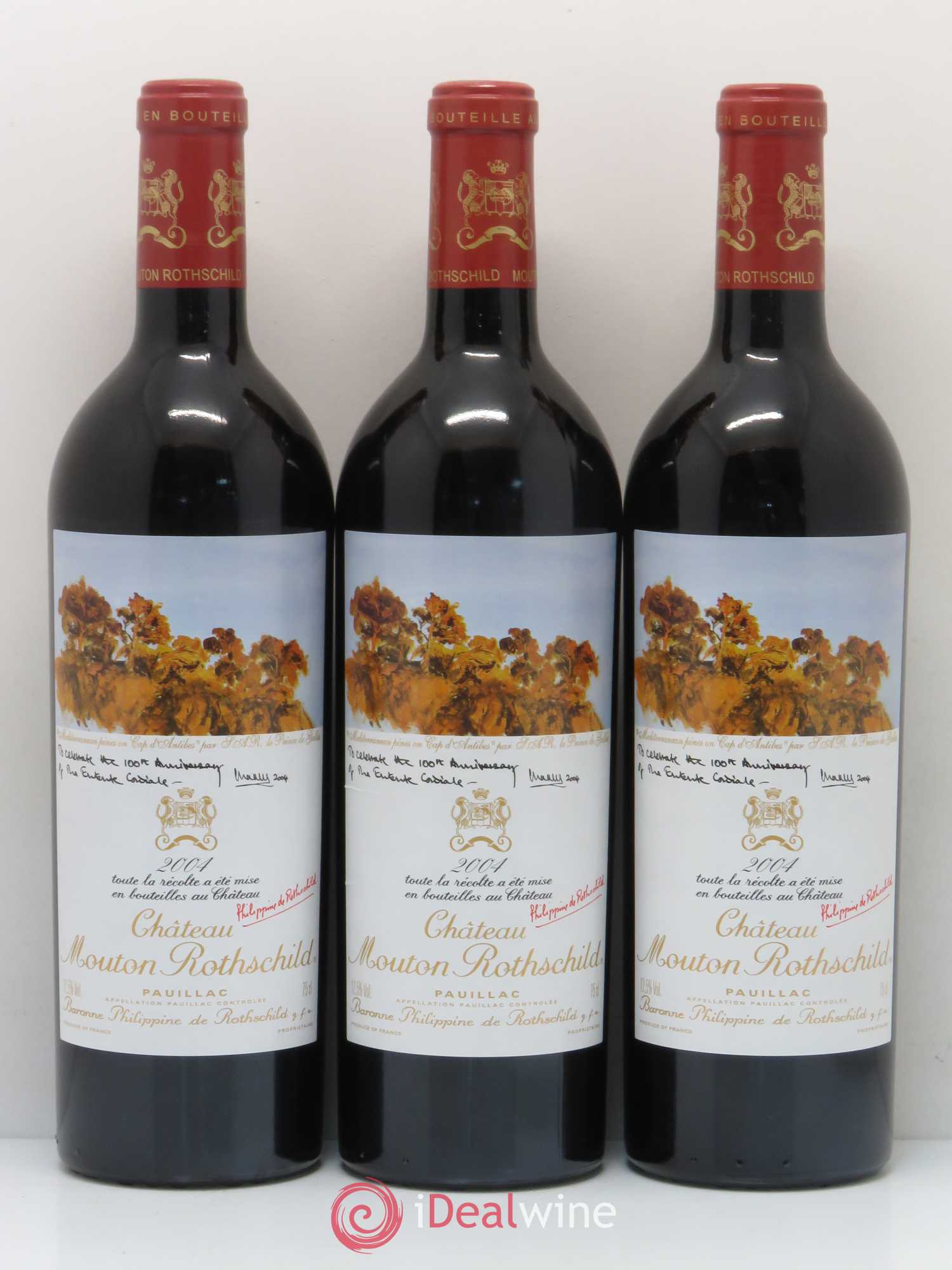 Château Mouton Rothschild 1er Grand Cru Classé 2004 - Lot de 3 bouteilles - 0