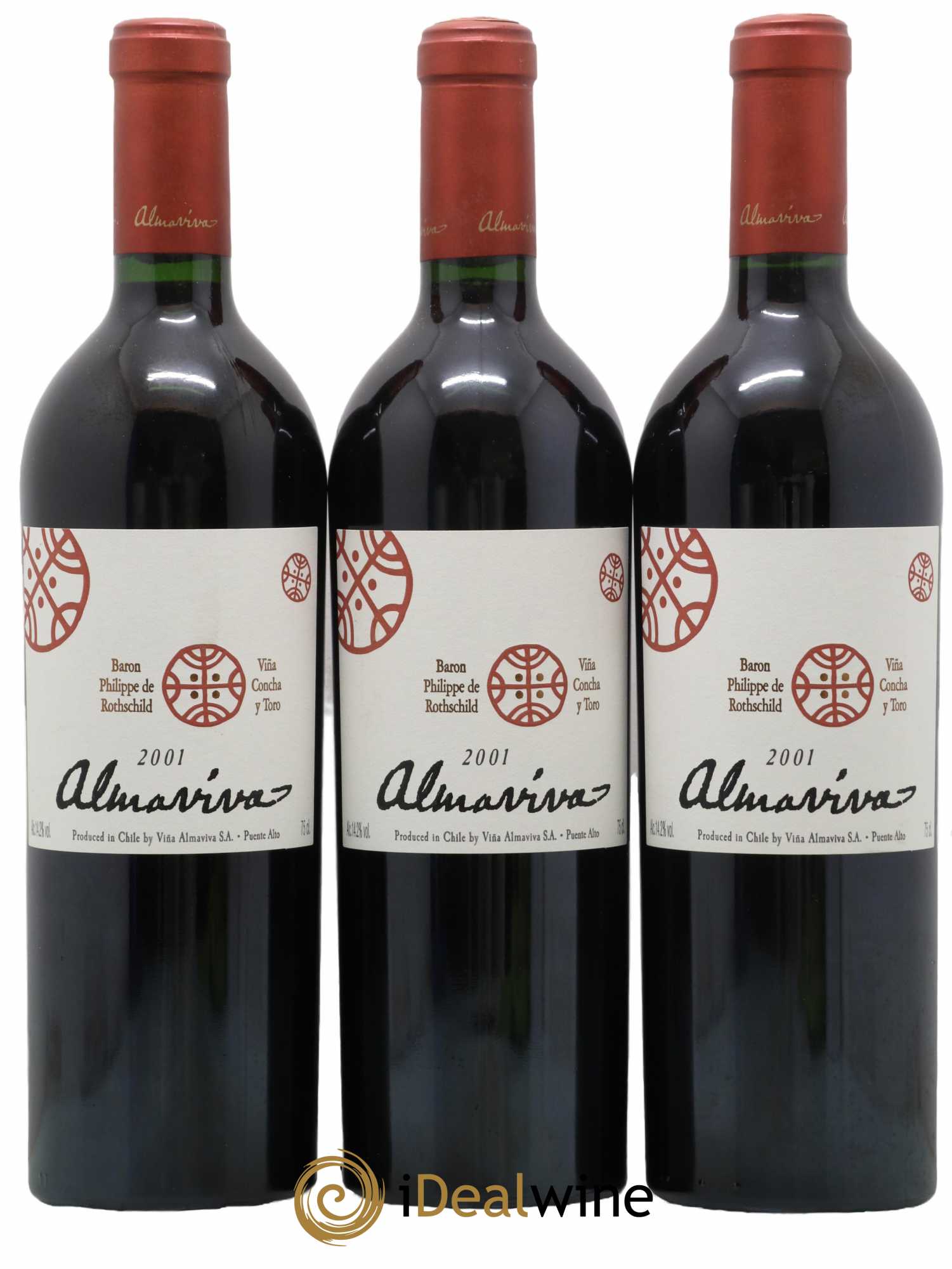 Chili Almaviva Baron P. de Rothschild Concha y Toro 2001 - Lot de 3 bouteilles - 0
