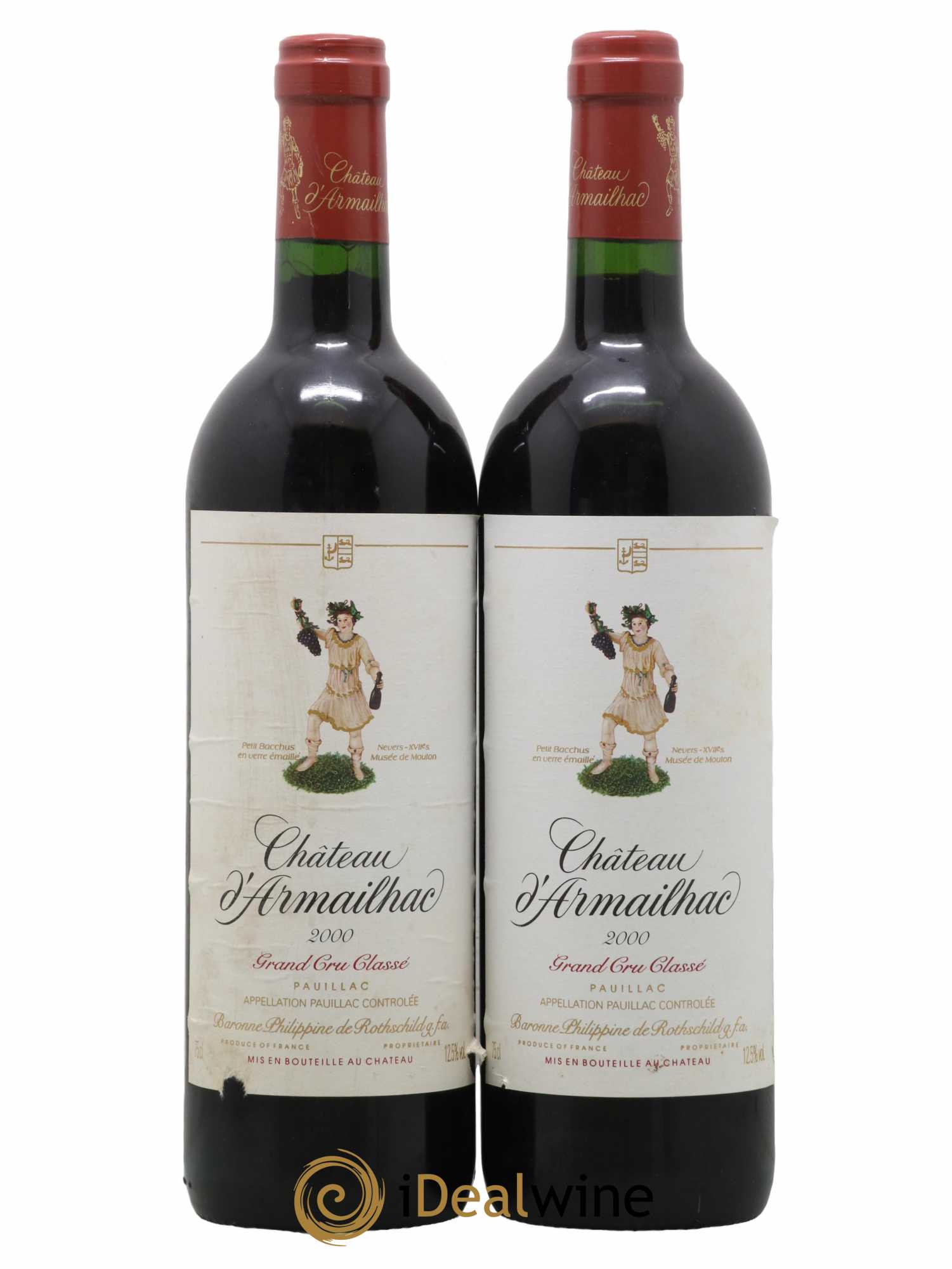 Château d' Armailhac - Mouton Baron(ne) Philippe 5ème Grand Cru Classé 2000 - Lot de 2 bouteilles - 0