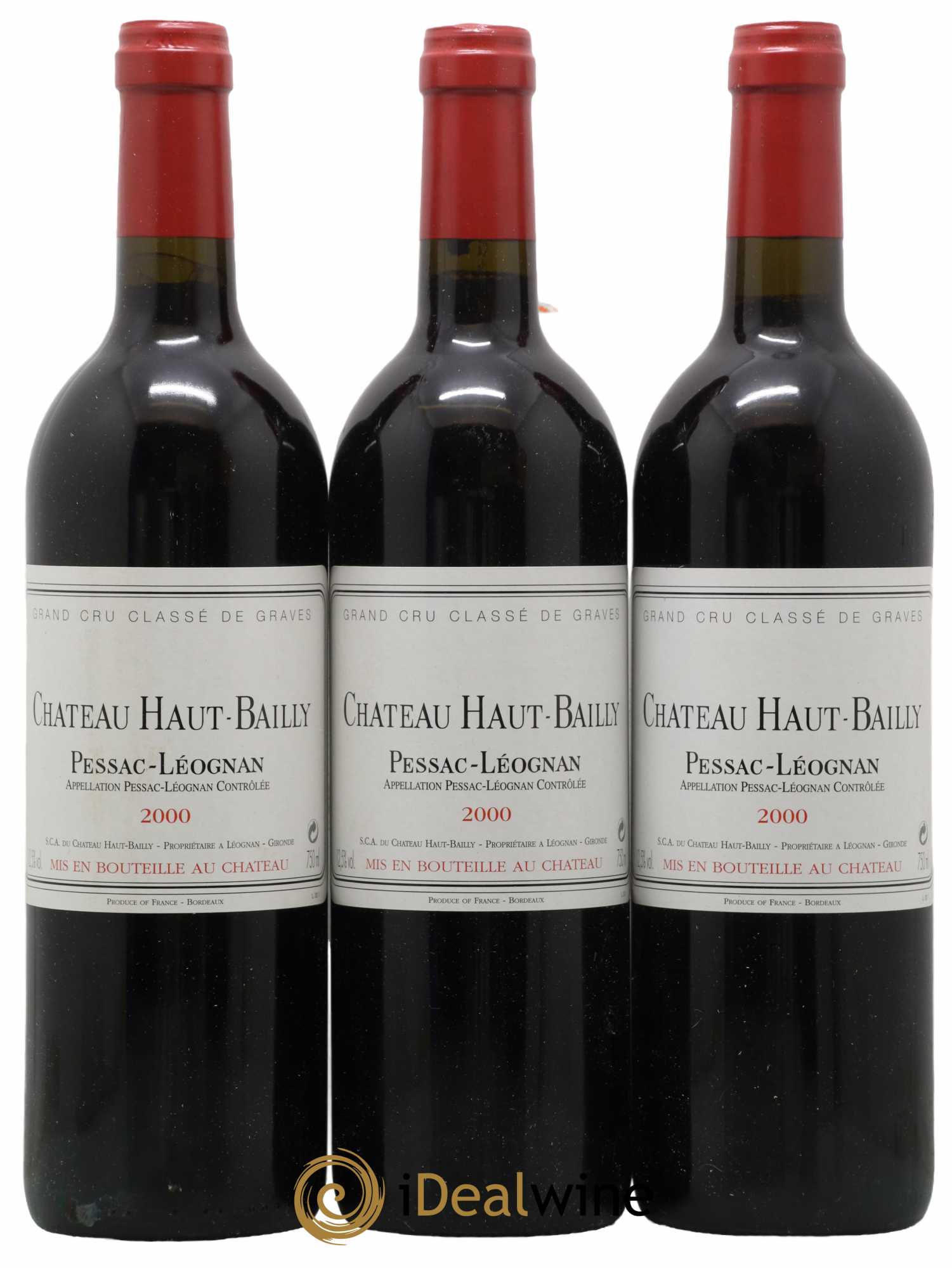 Château Haut-Bailly Cru Classé de Graves 2000 - Lot de 3 bouteilles - 0
