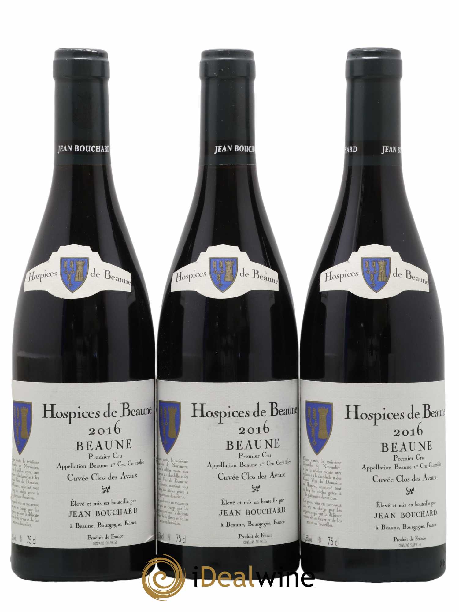 Beaune 1er Cru Clos des Avaux Hospices de Beaune Jean Bouchard 2016 - Lot de 3 bouteilles - 0
