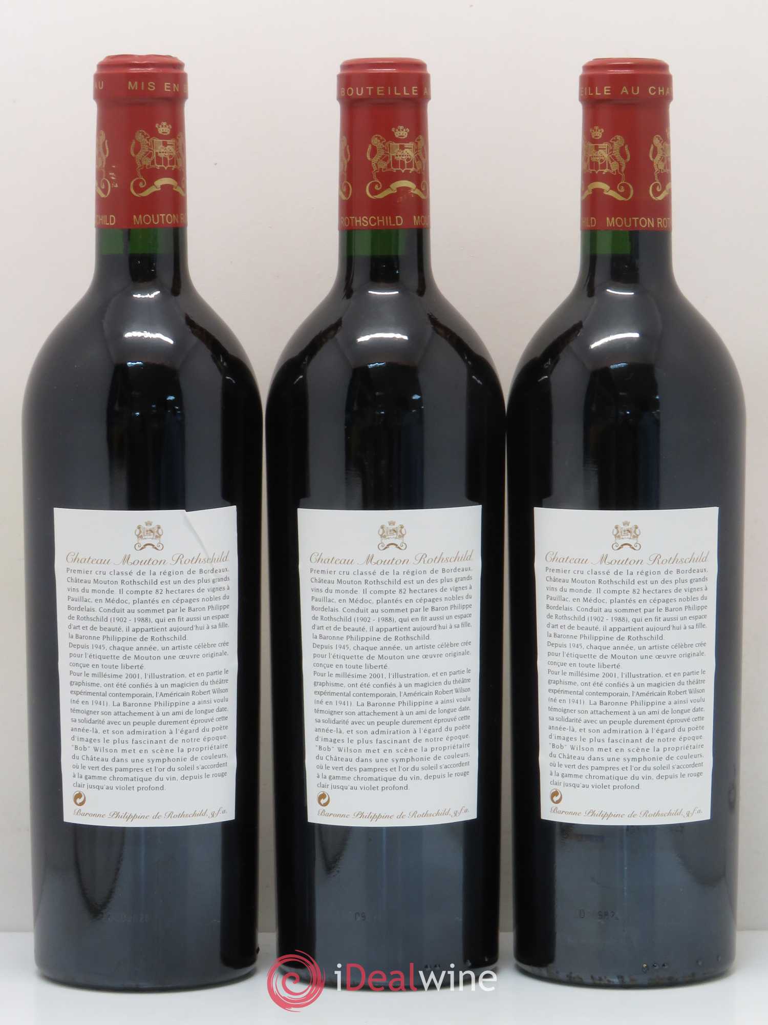 Château Mouton Rothschild 1er Grand Cru Classé 2001 - Lot de 12 bouteilles - 6