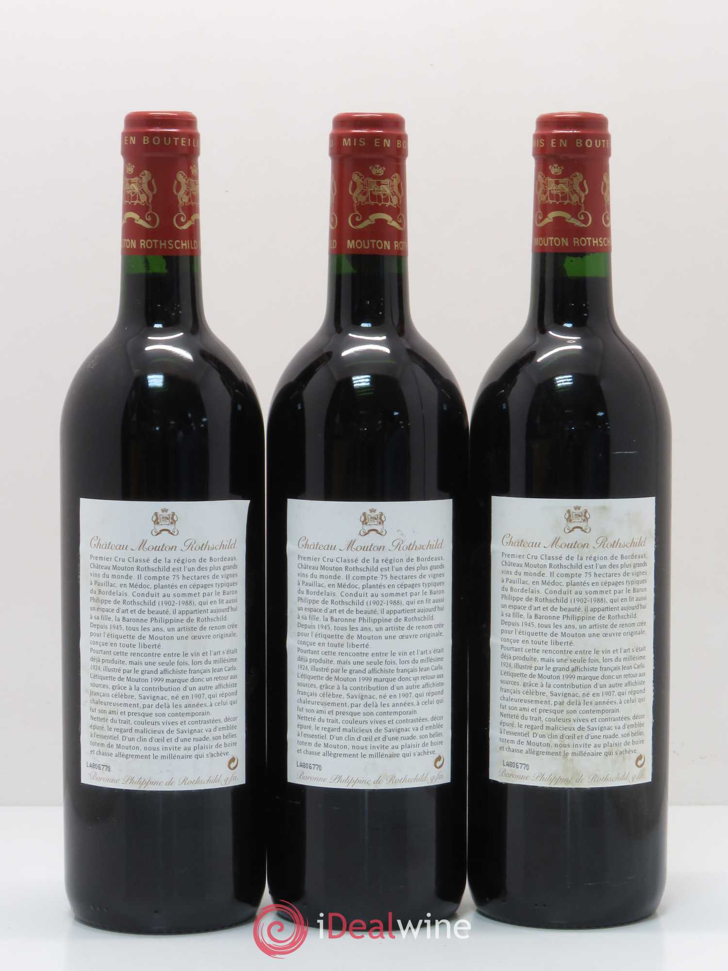 Château Mouton Rothschild 1er Grand Cru Classé 1999 - Lot de 12 bouteilles - 2