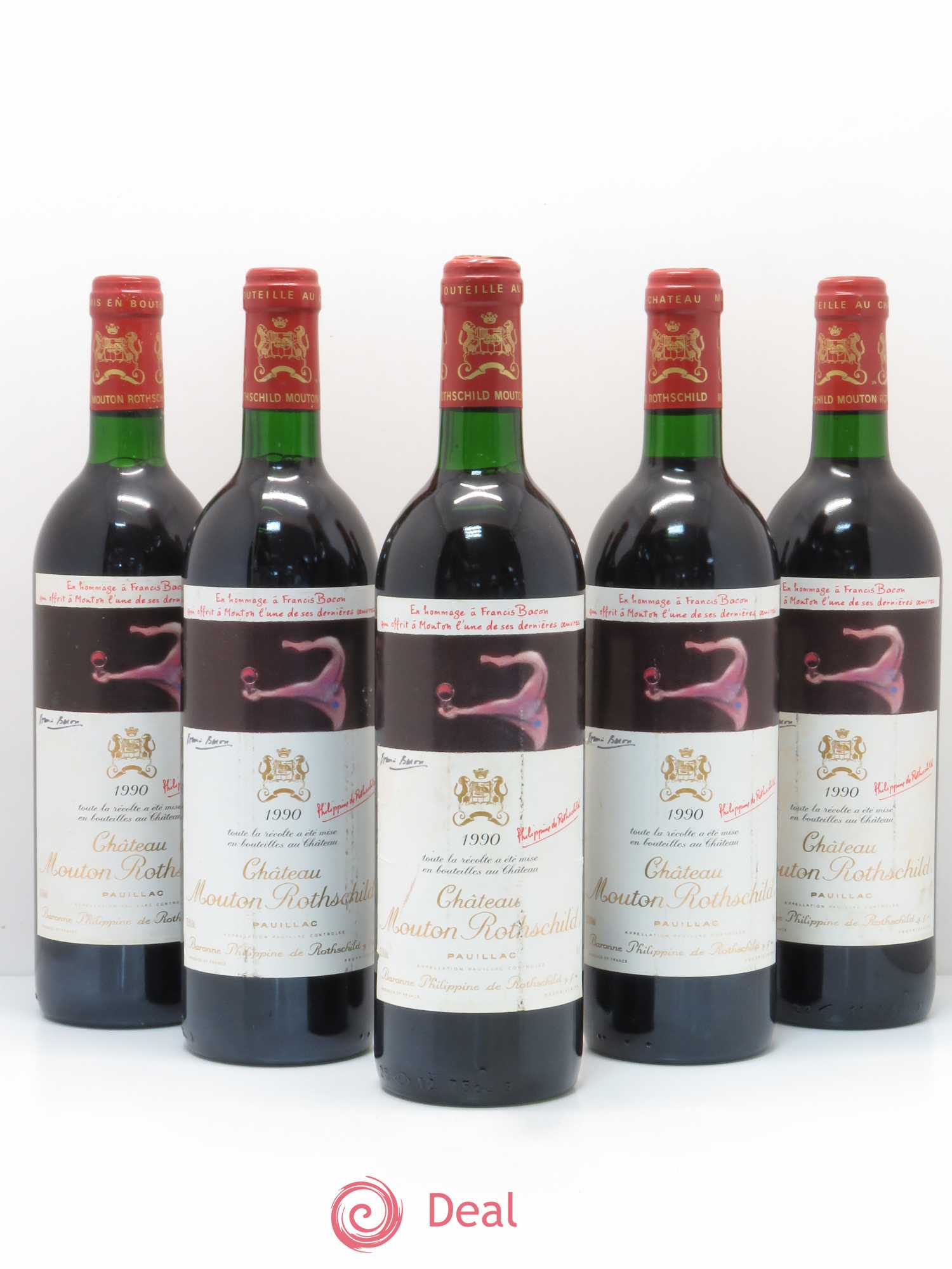 Château Mouton Rothschild 1er Grand Cru Classé 1990 - Lot de 5 bouteilles - 0