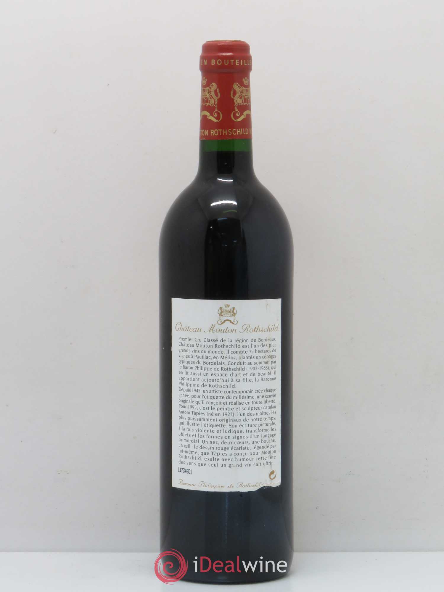 Château Mouton Rothschild 1er Grand Cru Classé 1995 - Lot de 1 bouteille - 1