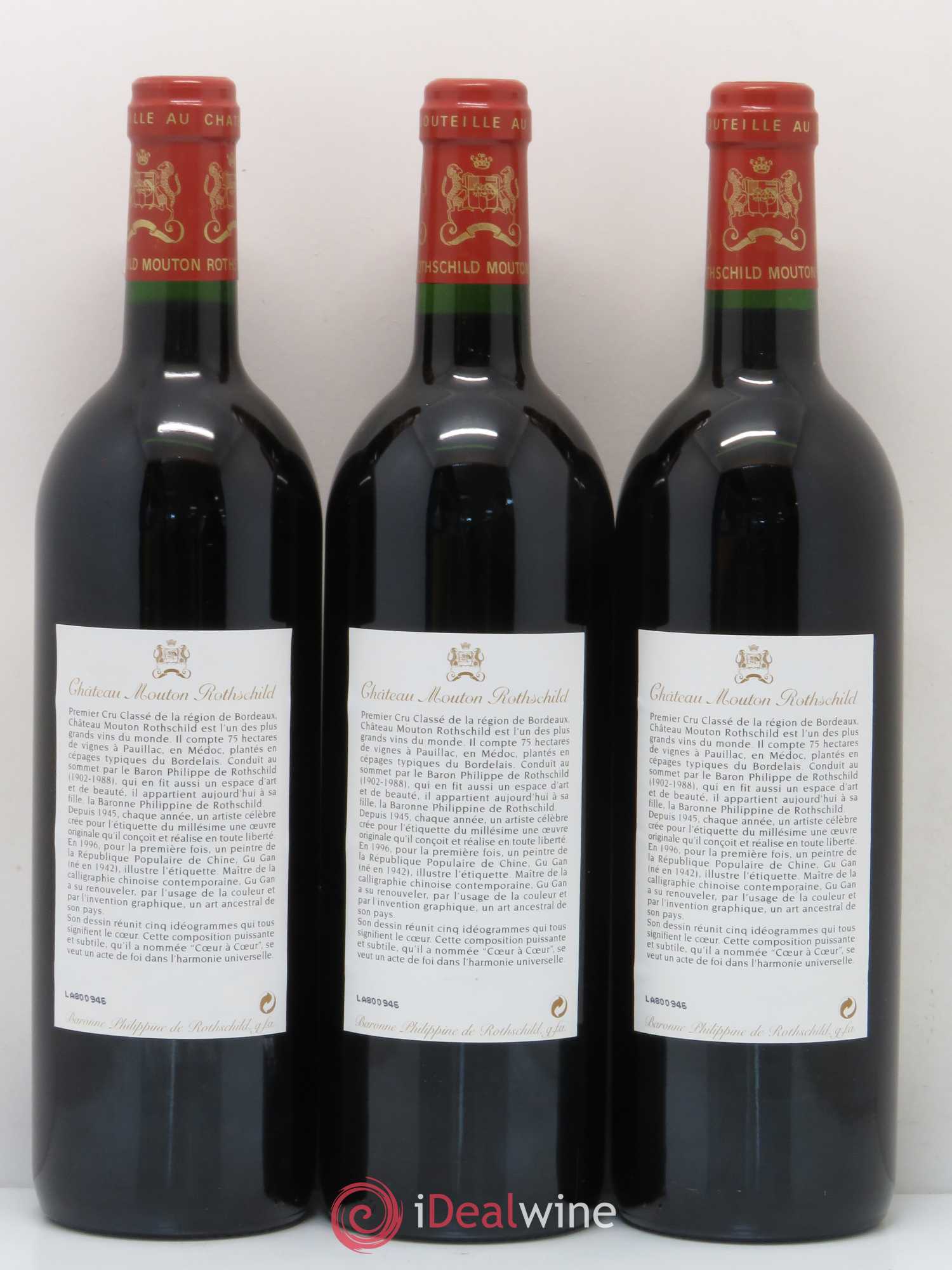 Château Mouton Rothschild 1er Grand Cru Classé 1996 - Lot de 12 bouteilles - 2