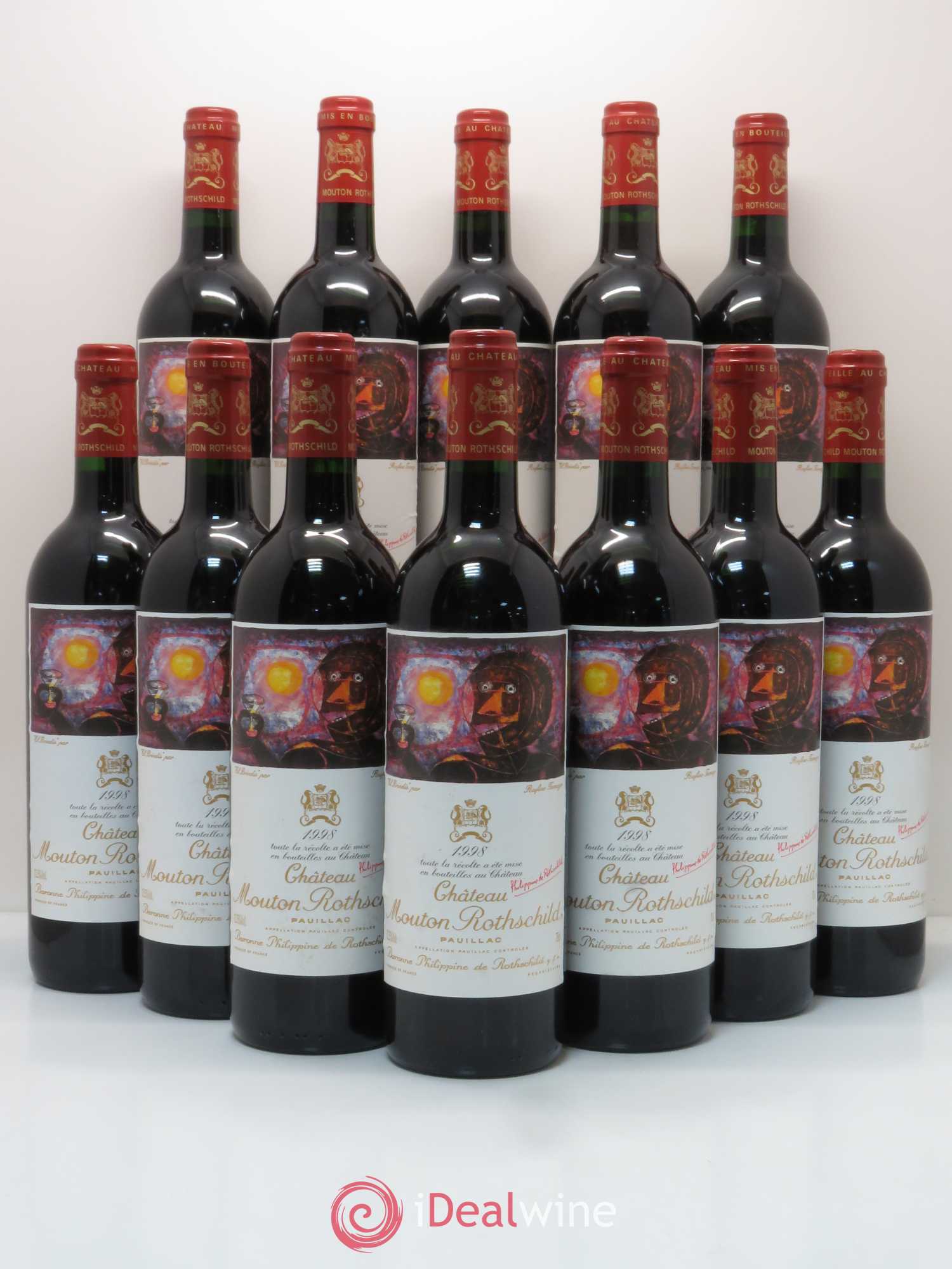 Château Mouton Rothschild 1er Grand Cru Classé 1998 - Lot de 12 bouteilles - 0