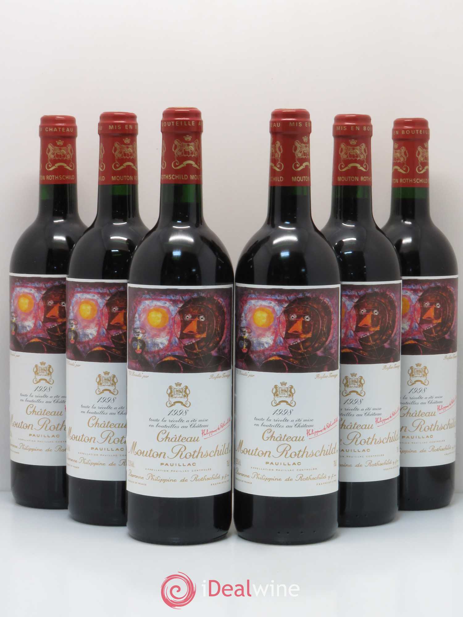 Château Mouton Rothschild 1er Grand Cru Classé 1998 - Lot de 6 bouteilles - 0