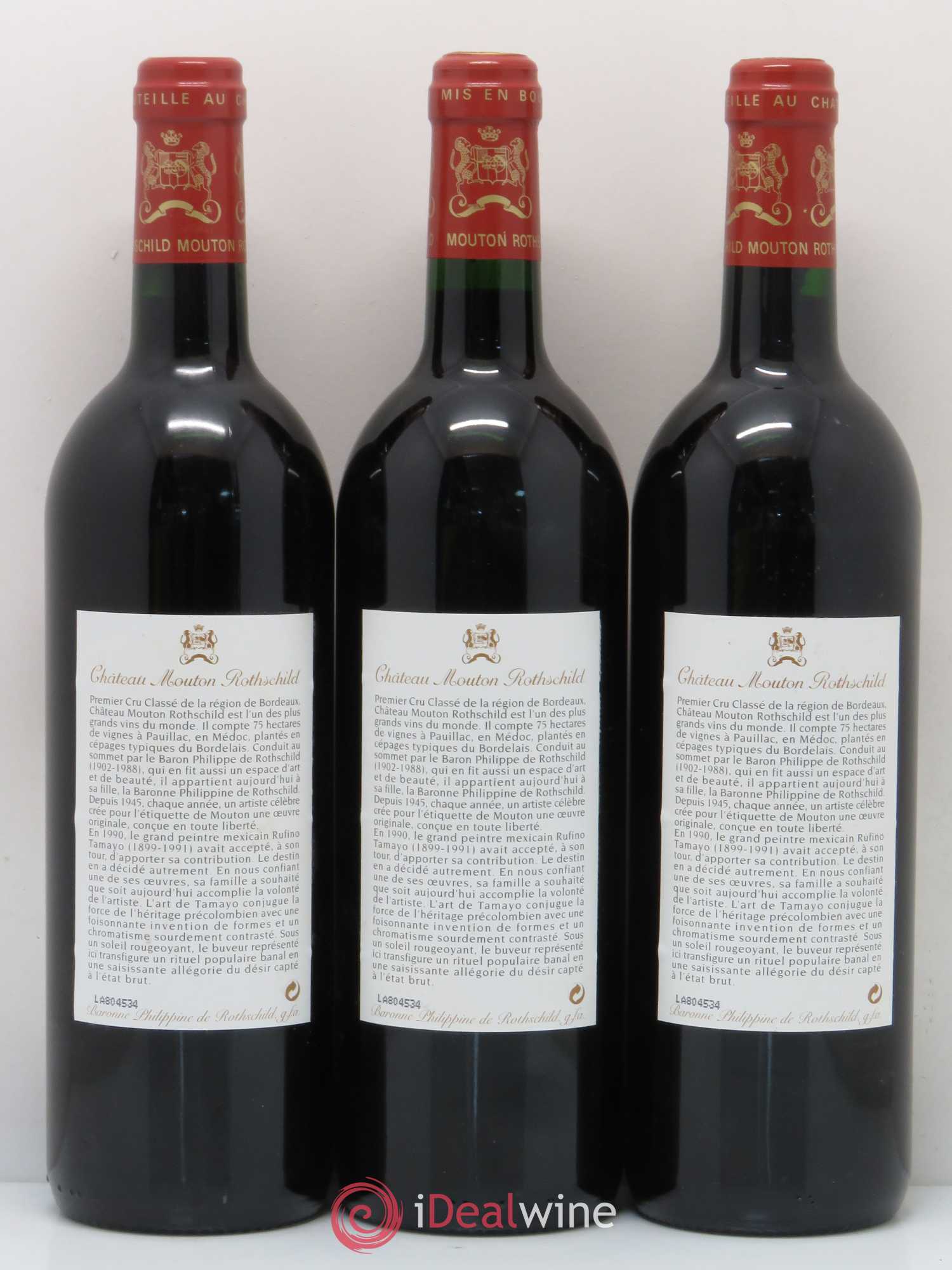 Château Mouton Rothschild 1er Grand Cru Classé 1998 - Lot de 3 bouteilles - 1