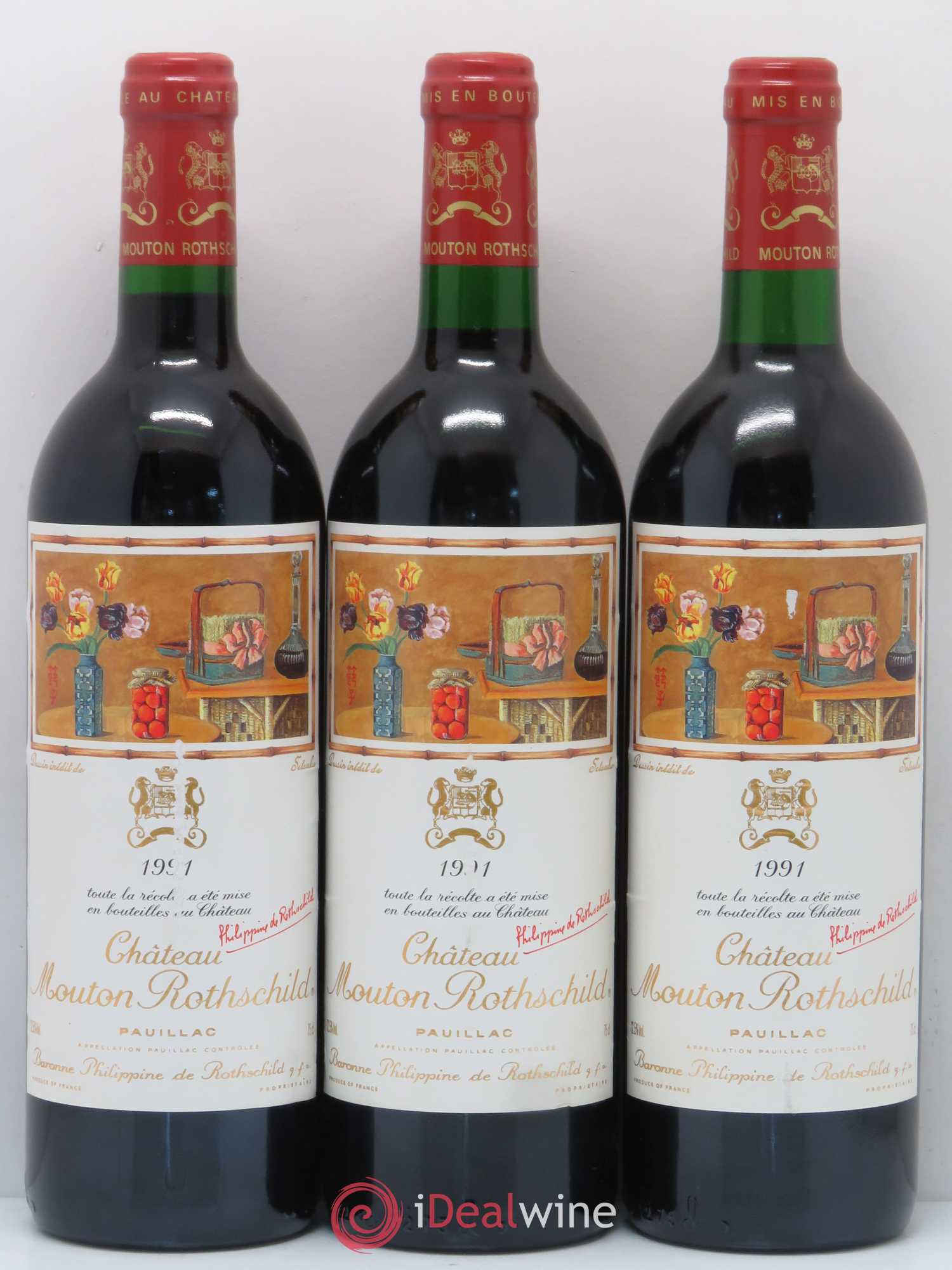 Château Mouton Rothschild 1er Grand Cru Classé 1991 - Lot de 12 bouteilles - 1