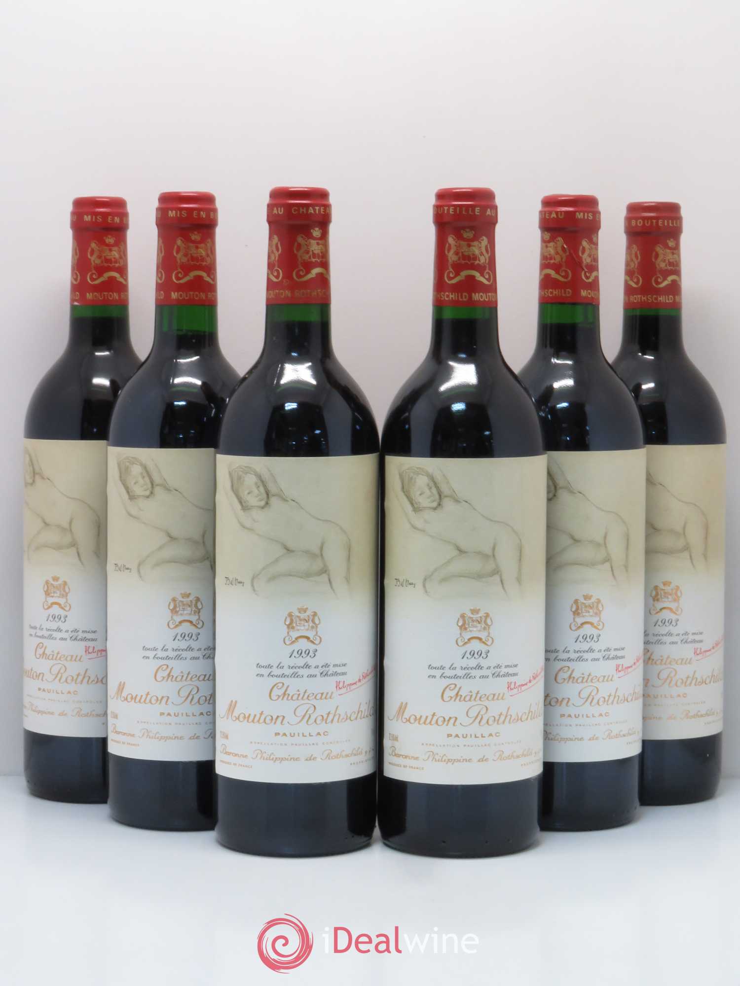 Château Mouton Rothschild 1er Grand Cru Classé 1993 - Lot de 6 bouteilles - 0