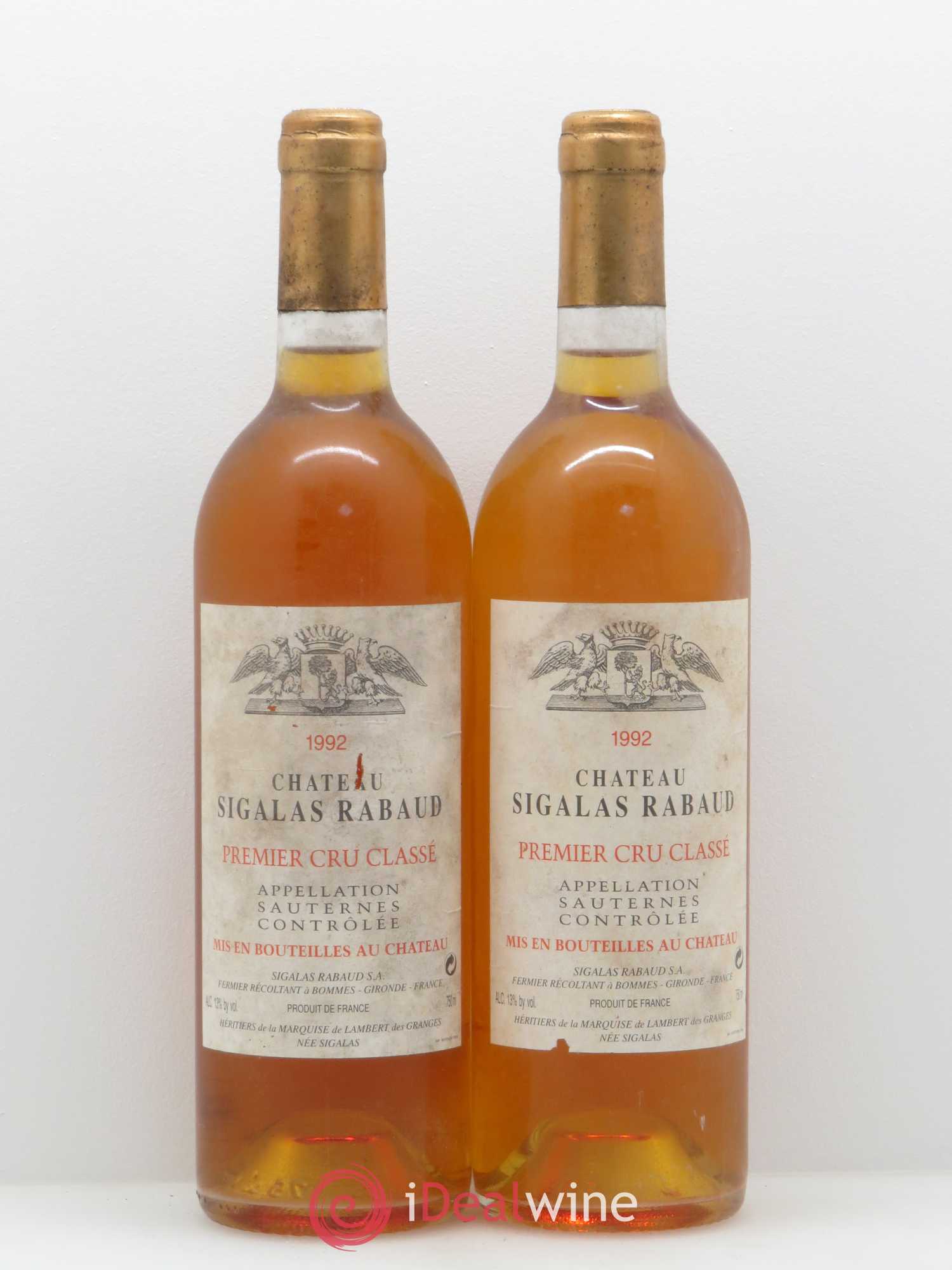 Château Sigalas Rabaud 1er Grand Cru Classé 1992 - Lotto di 2 bottiglie - 0