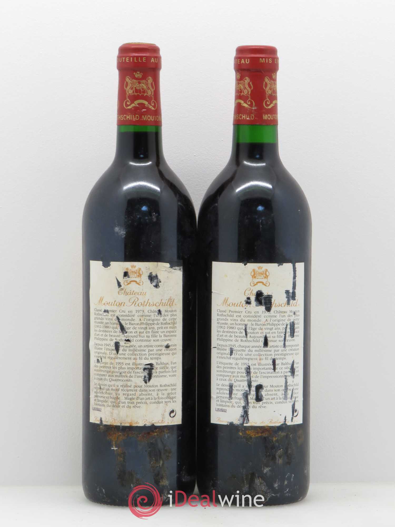 Château Mouton Rothschild 1er Grand Cru Classé 1993 - Lot de 2 bouteilles - 1
