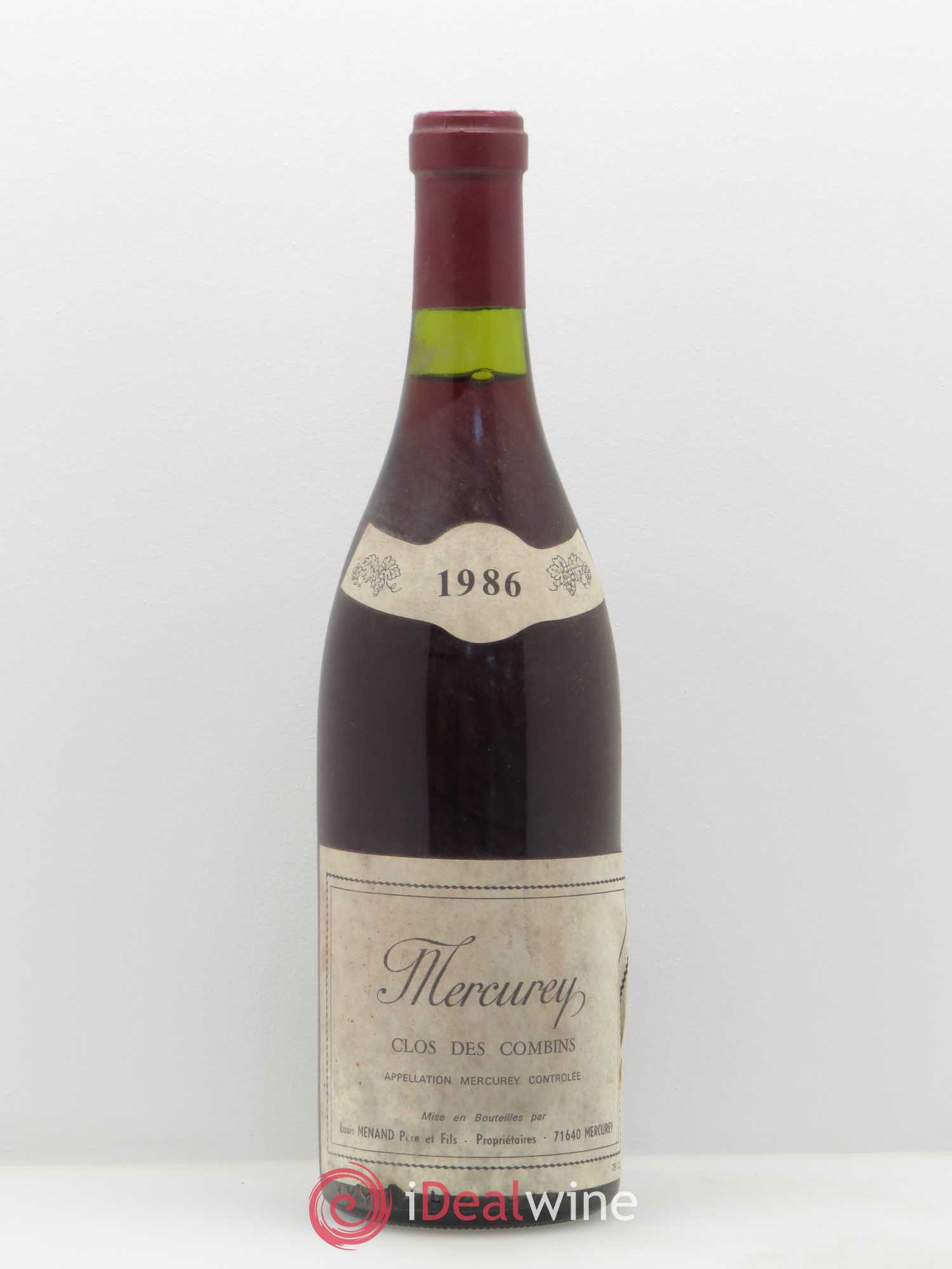 Mercurey Clos des Combins Louis Menand Père et Fils 1986 - Posten von 1 Flasche - 0