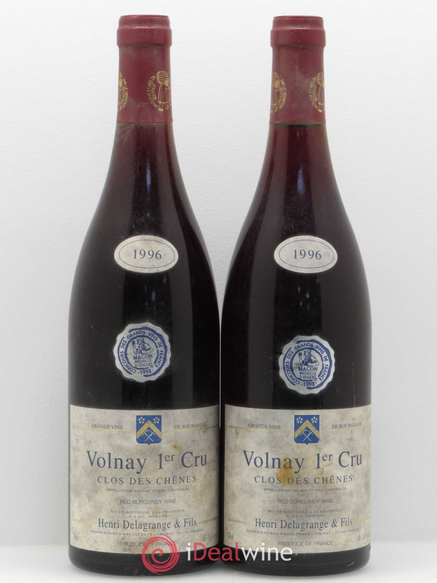 Volnay 1er Cru Clos des Chênes Henri Delagrange et Fils 1996 - Posten von 2 Flaschen - 0