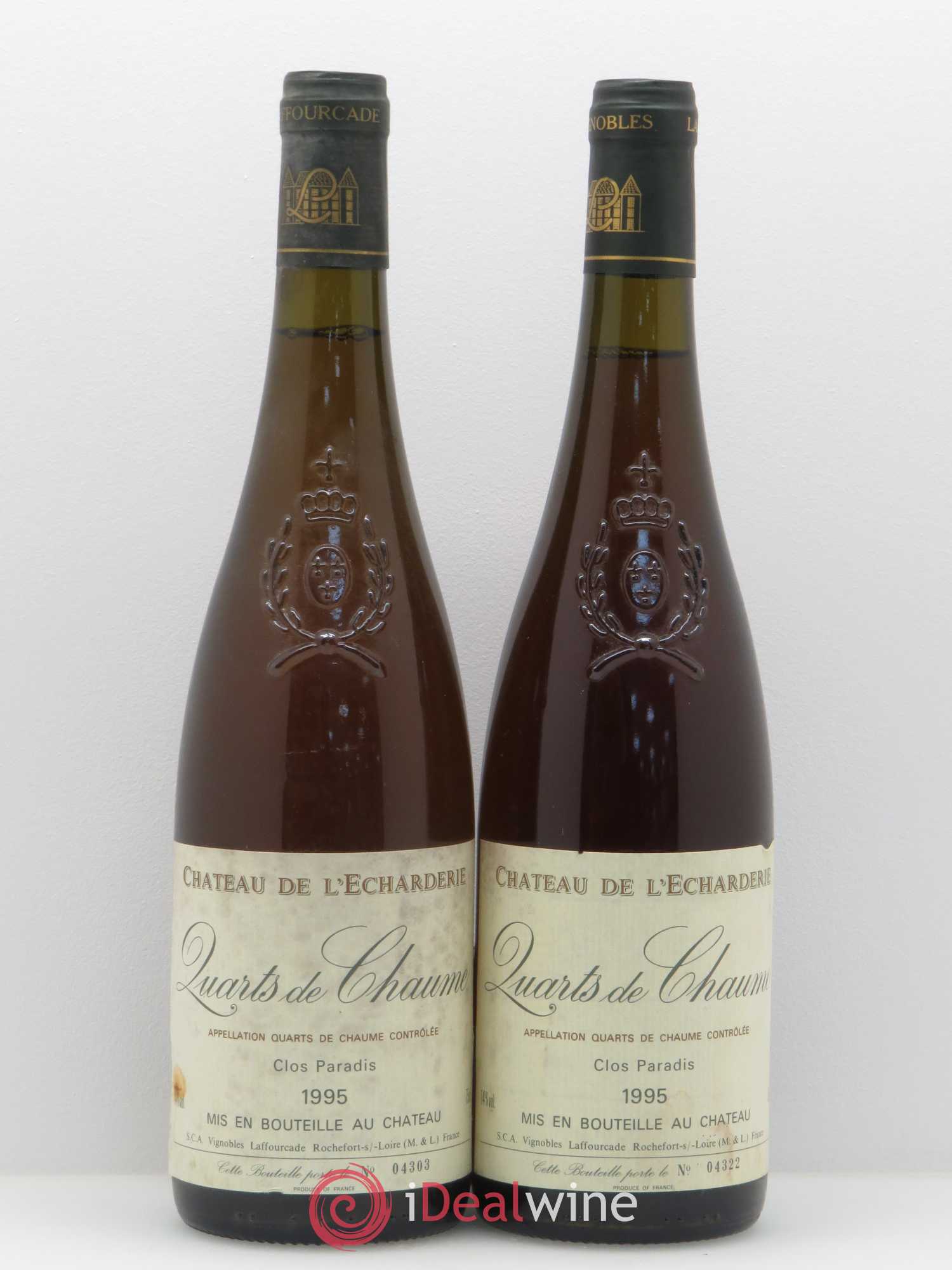 Quarts de Chaume Clos Paradis Château de l'Echarderie 1995 - Lotto di 2 bottiglie - 0