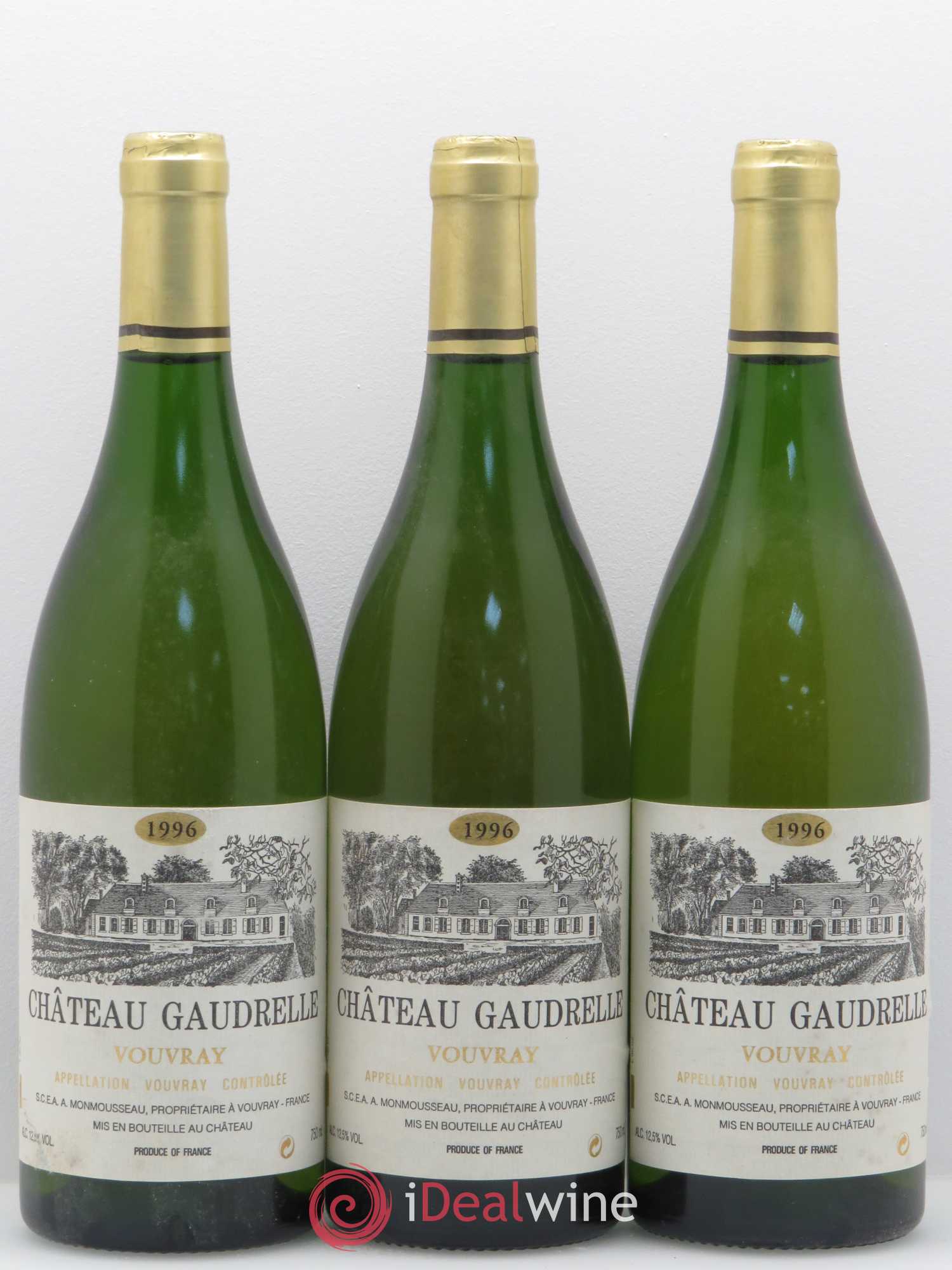 Vouvray Château Gaudrelle 1996 - Lot de 3 bouteilles - 0