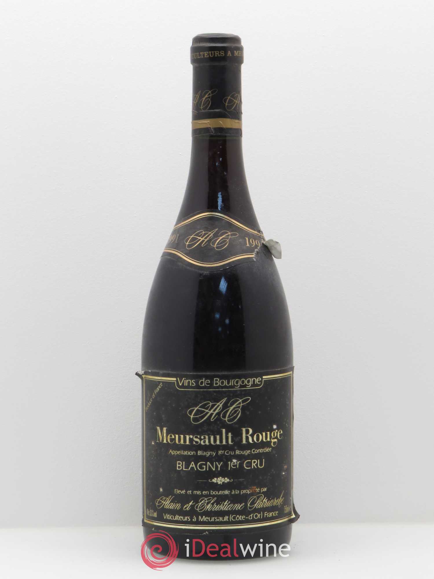 Meursault 1er Cru Blagny Alain et Christiane Patriarche 1991 - Posten von 1 Flasche - 0