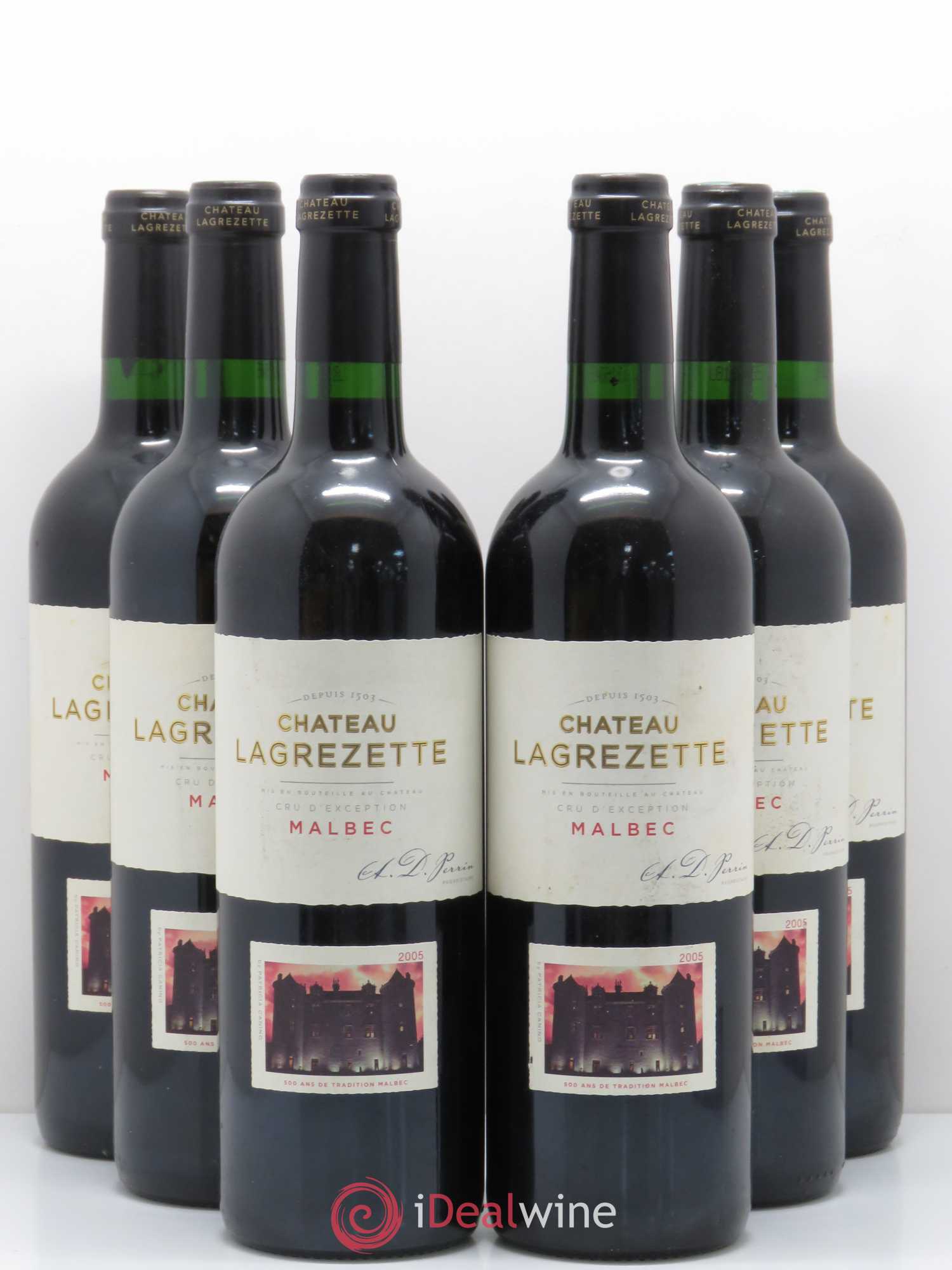 Cahors Château Lagrezette Alain Dominique Perrin 2005 - Lot de 6 bouteilles - 0