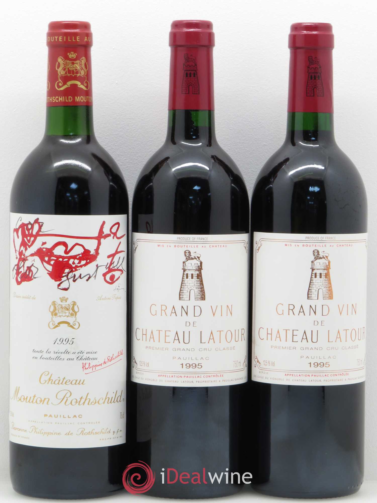 Caisse Duclot (2 Lafite Rothschild,2 Latour, 2 Mouton Rothschild,2 Margaux, 2 Cheval Blanc,2 Petrus) 1995 - Posten von 1 Flasche - 3