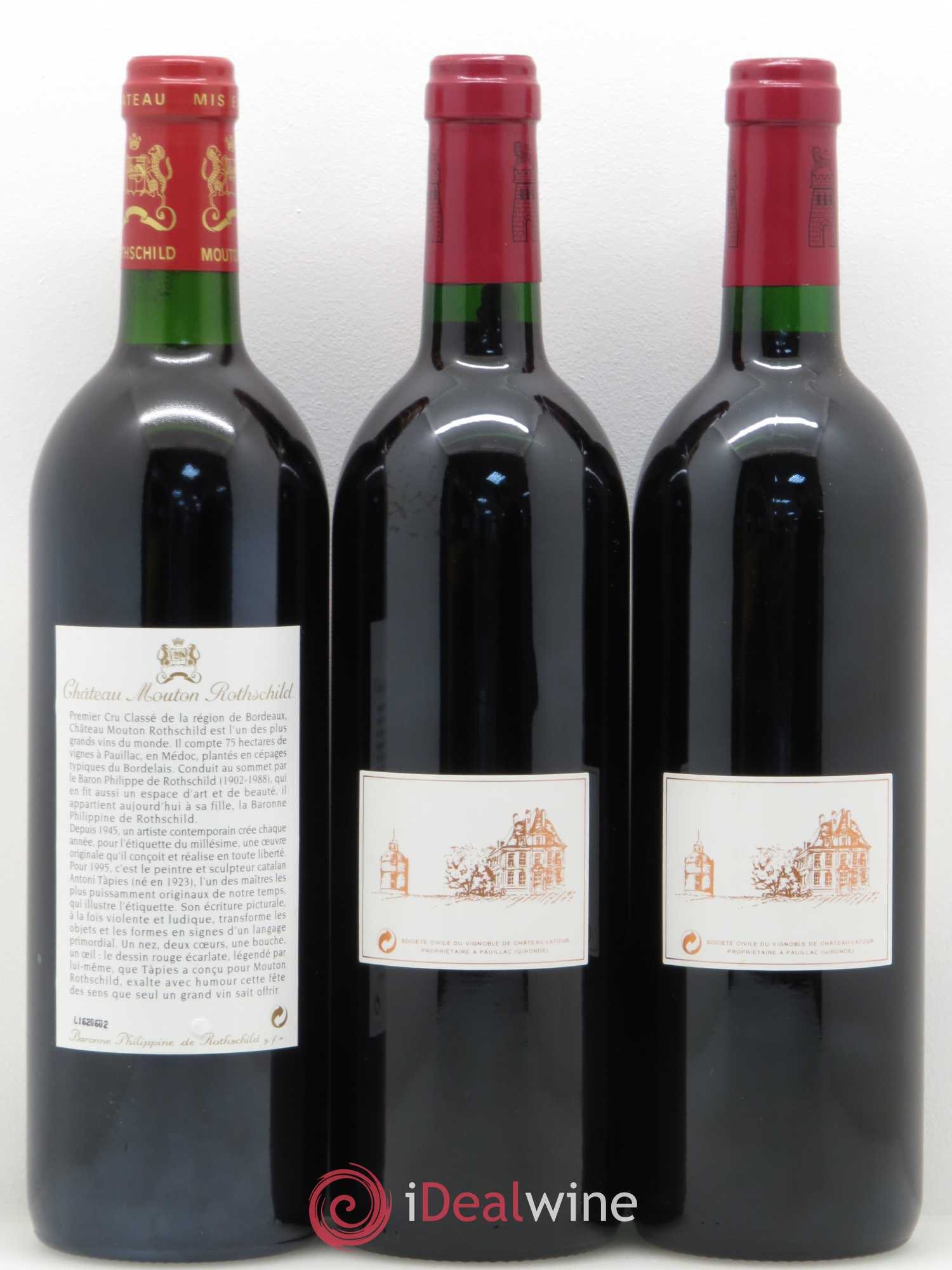Caisse Duclot (2 Lafite Rothschild,2 Latour, 2 Mouton Rothschild,2 Margaux, 2 Cheval Blanc,2 Petrus) 1995 - Posten von 1 Flasche - 4