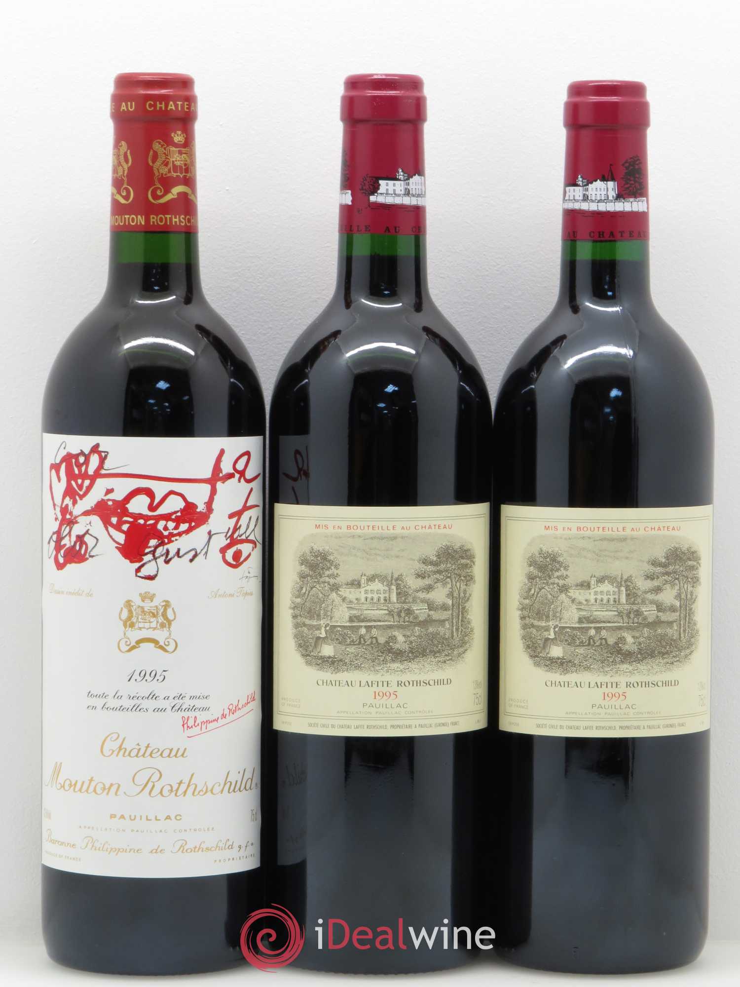Caisse Duclot (2 Lafite Rothschild,2 Latour, 2 Mouton Rothschild,2 Margaux, 2 Cheval Blanc,2 Petrus) 1995 - Posten von 1 Flasche - 5