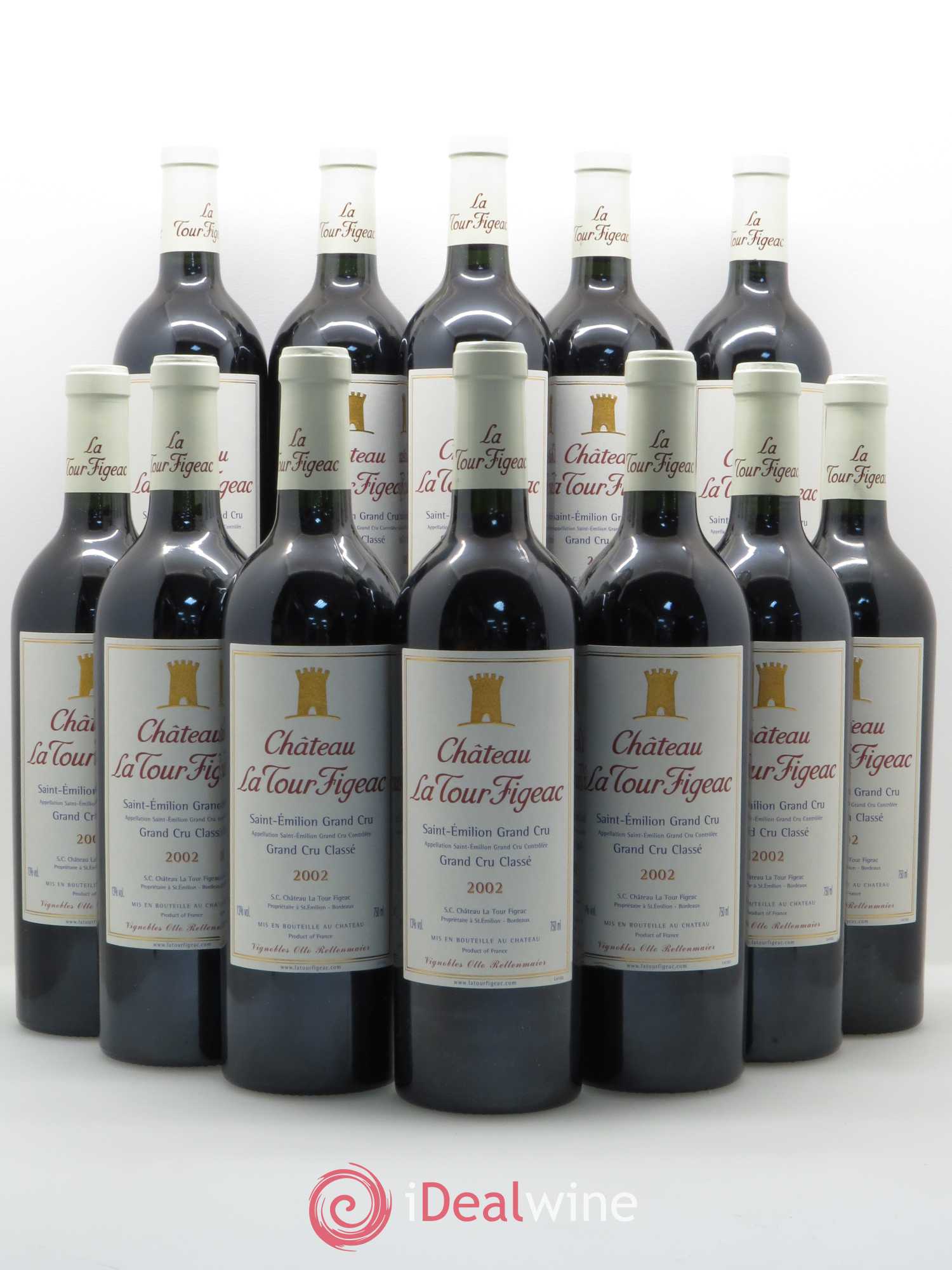 Château la Tour Figeac Grand Cru Classé 2002 - Lot de 12 bouteilles - 0