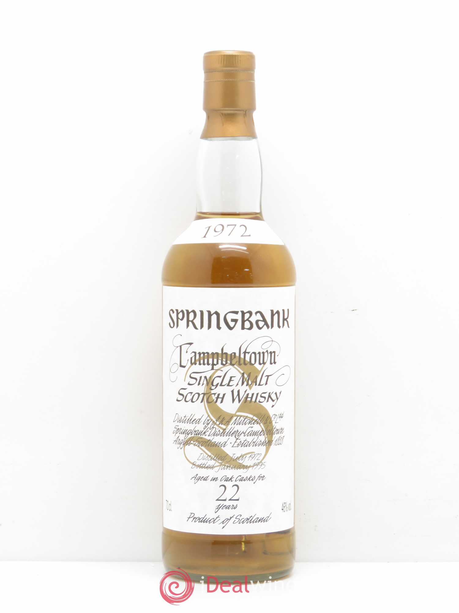 Whisky Springbank Campbeltown Vintage Single Malt Scotch Whisky Scotlands 22 ans 1972 - Posten von 1 Flasche - 0