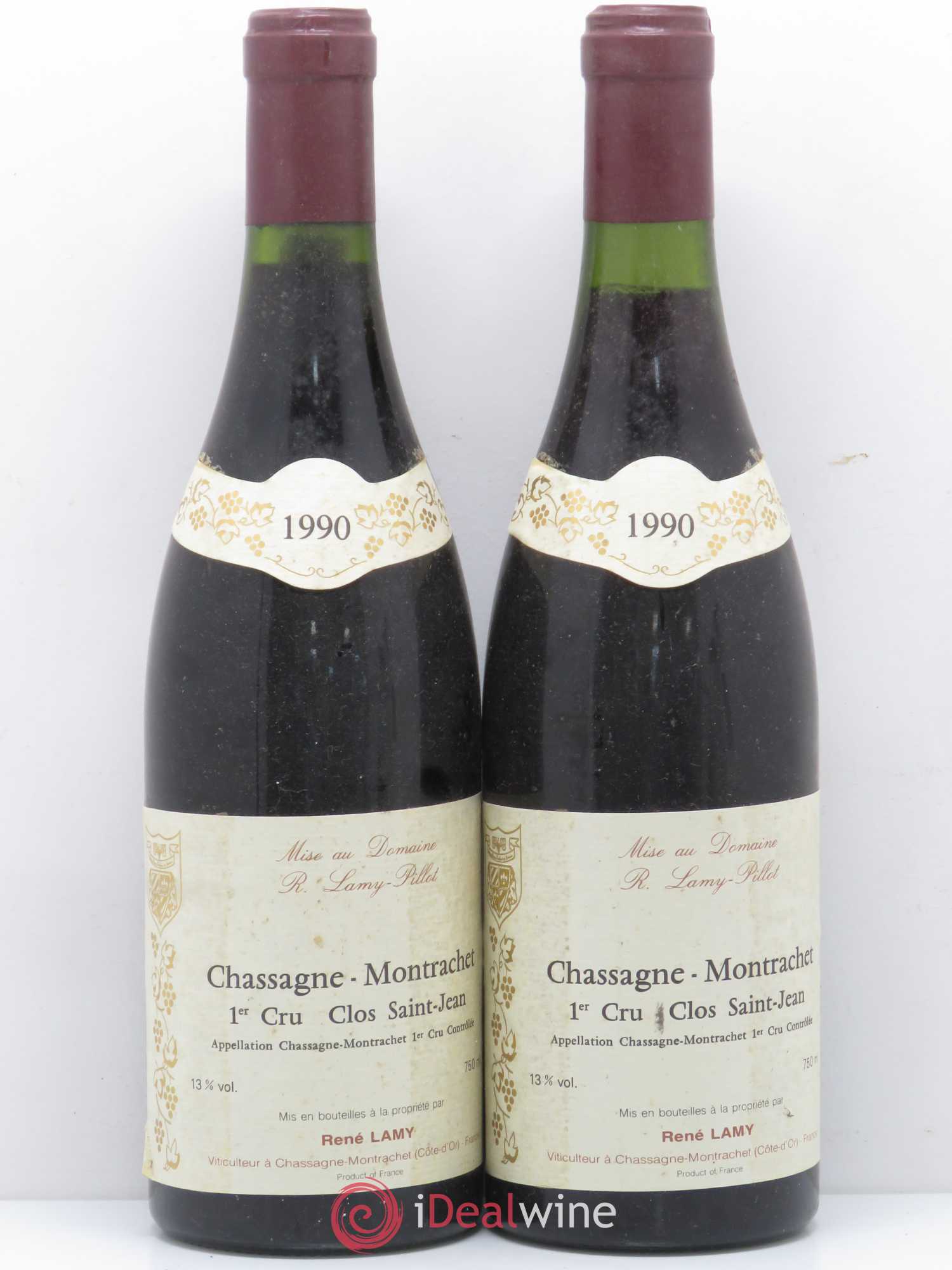 Chassagne-Montrachet 1er Cru Clos Saint Jean Domaine Lamy Pillot 1990 - Lotto di 5 bottiglie - 2