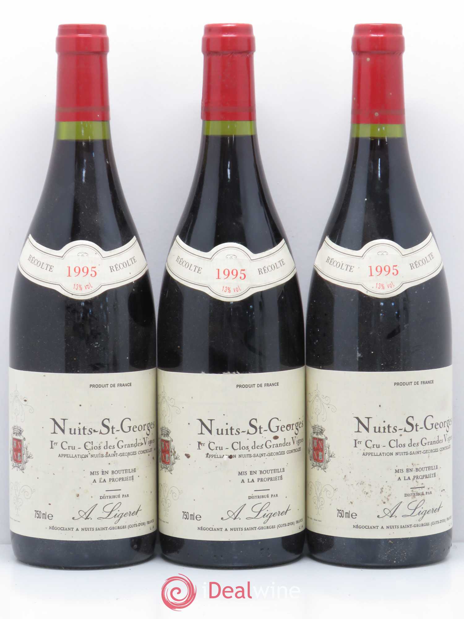 Nuits-Saint-Georges 1er Cru Clos des Grandes Vignes Domaine A Ligeret 1995 - Posten von 6 Flaschen - 2