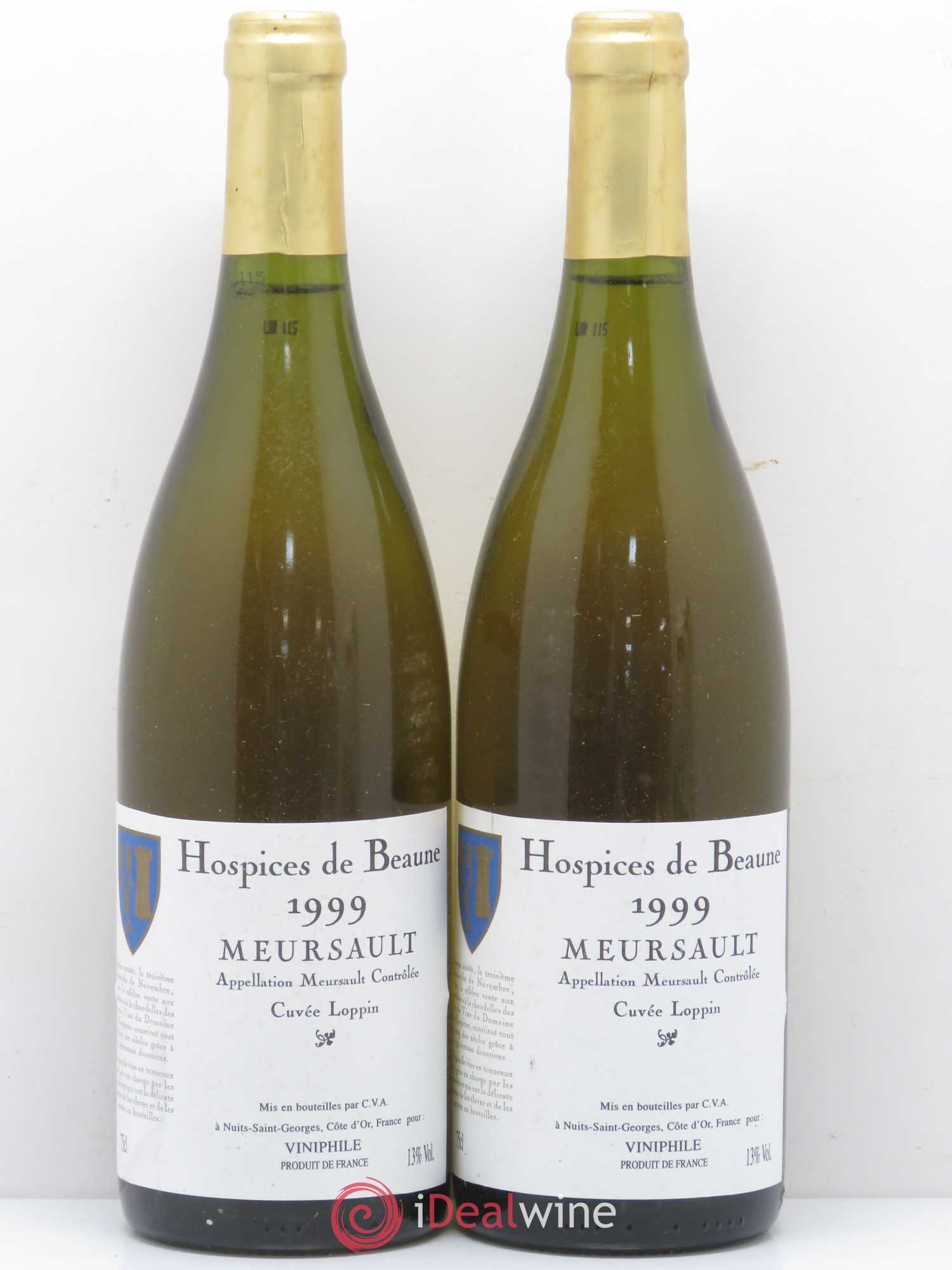 Meursault Cuvée Loppin Hospices de Beaune élevé par Albert Bichot 1999 - Posten von 2 Flaschen - 0