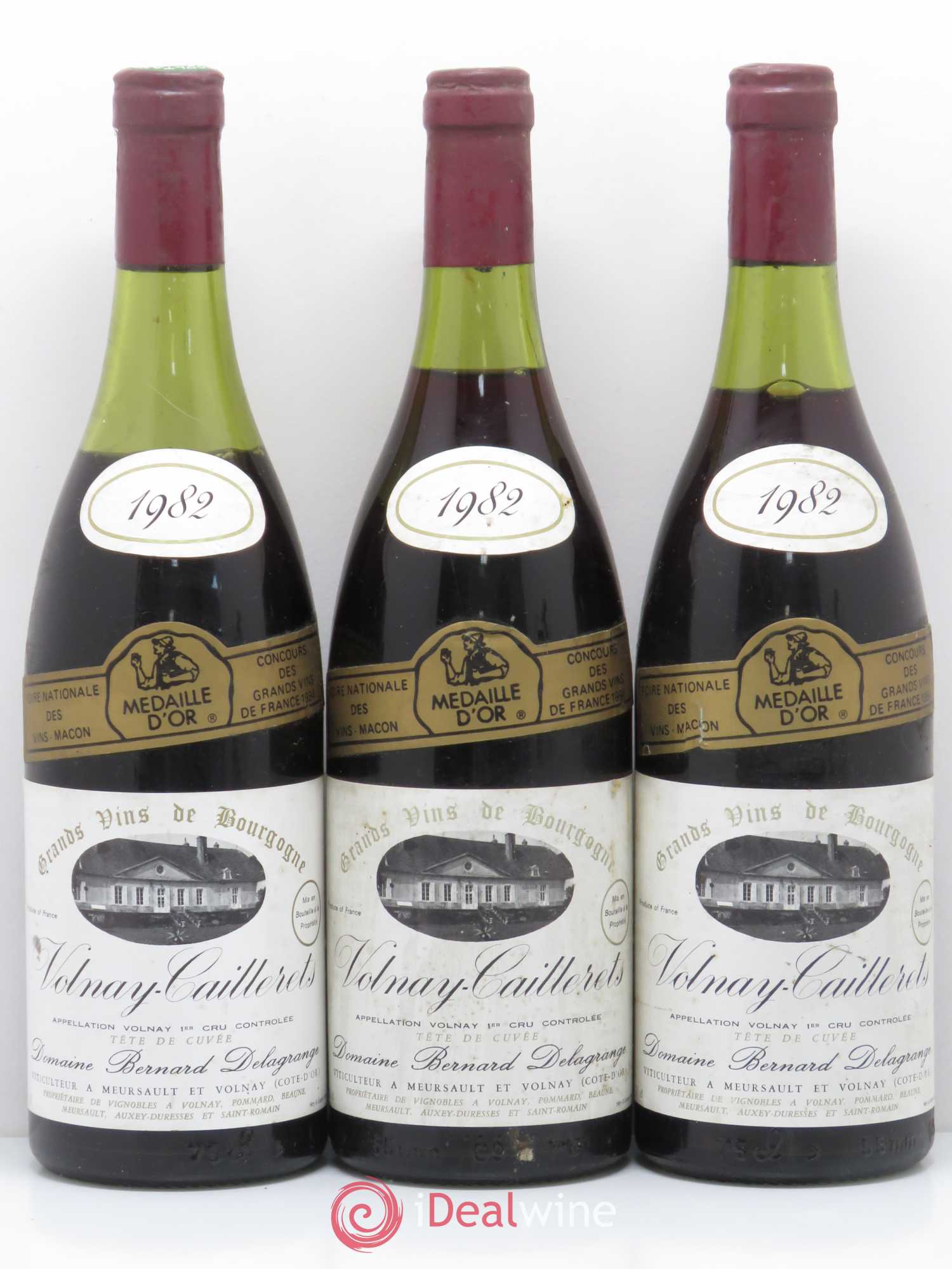 Volnay 1er Cru Caillerets Bernard Delagrange 1982 - Lot de 3 bouteilles - 0