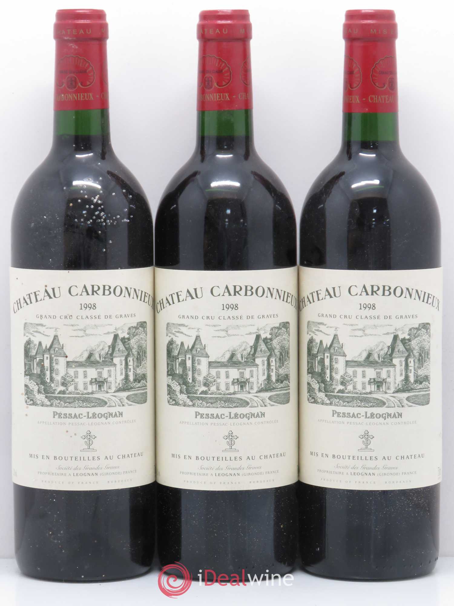Château Carbonnieux Cru Classé de Graves 1998 - Lot de 3 bouteilles - 0
