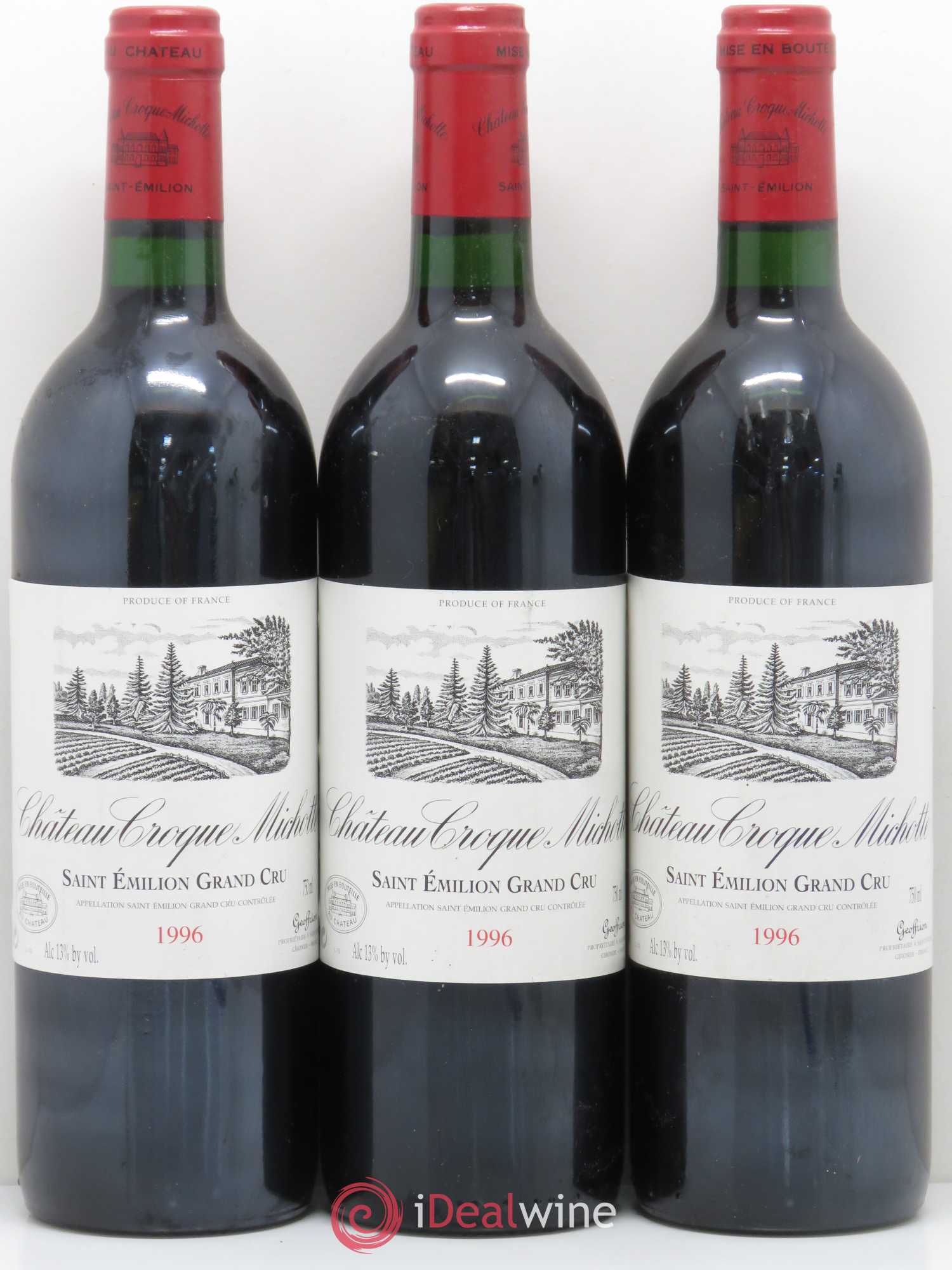 Château Croque Michotte 1996 - Lot de 3 bouteilles - 0