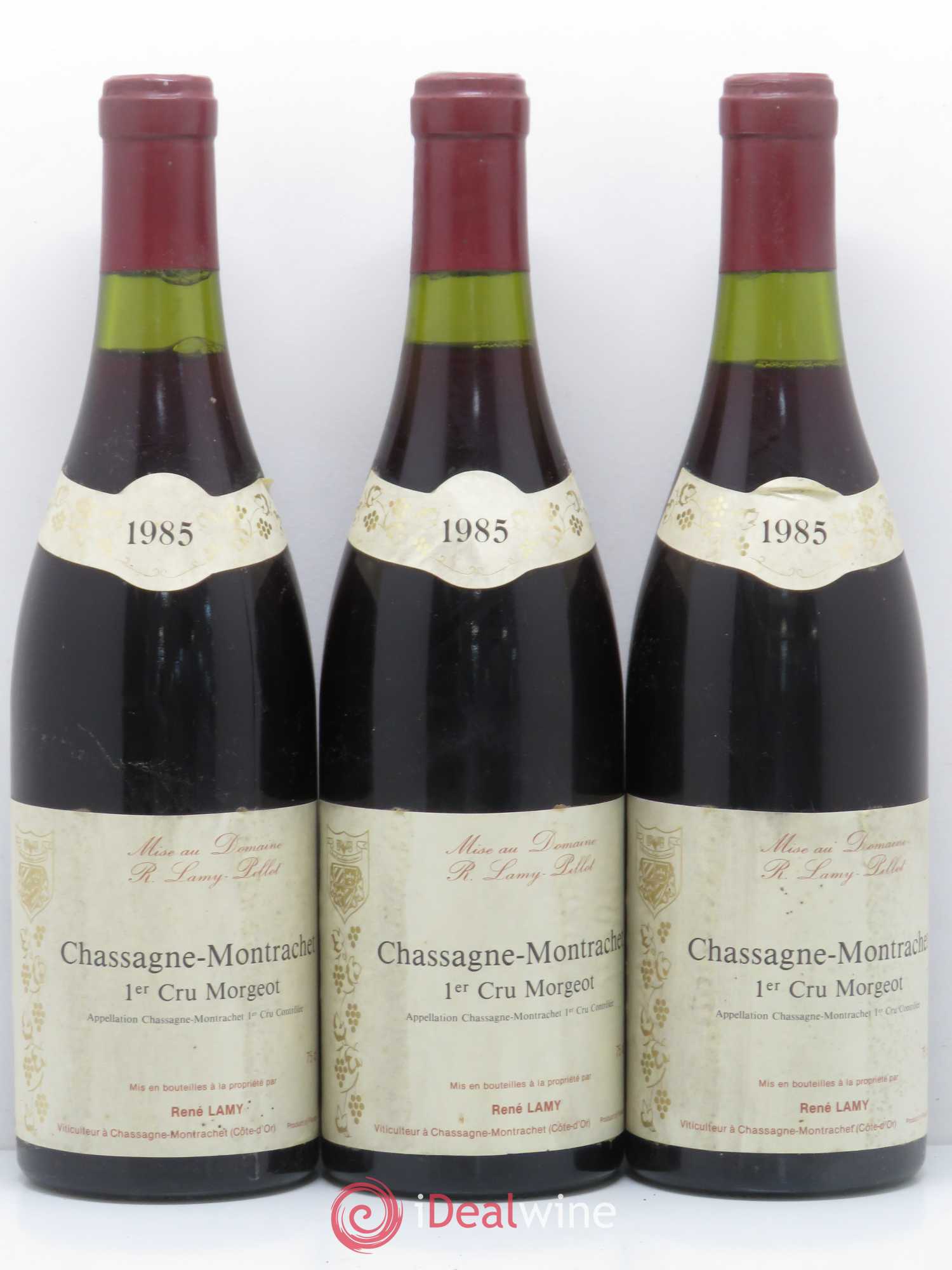 Chassagne-Montrachet 1er Cru Morgeot Domaine Lamy Pillot 1985 - Lotto di 3 bottiglie - 0