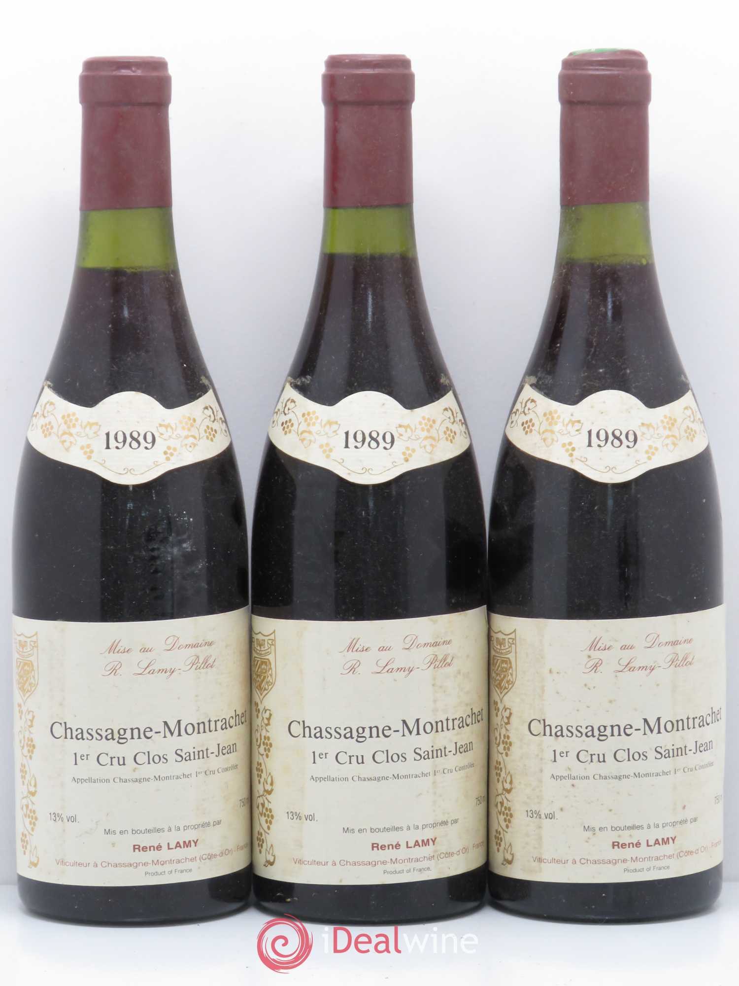 Chassagne-Montrachet 1er Cru Clos Saint Jean Domaine Lamy Pillot 1989 - Posten von 6 Flaschen - 2