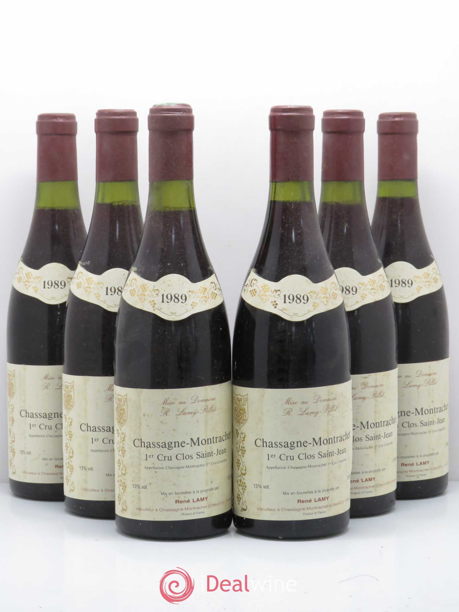 Chassagne-Montrachet 1er Cru Clos Saint Jean Domaine Lamy Pillot 1989 - Posten von 6 Flaschen - 0