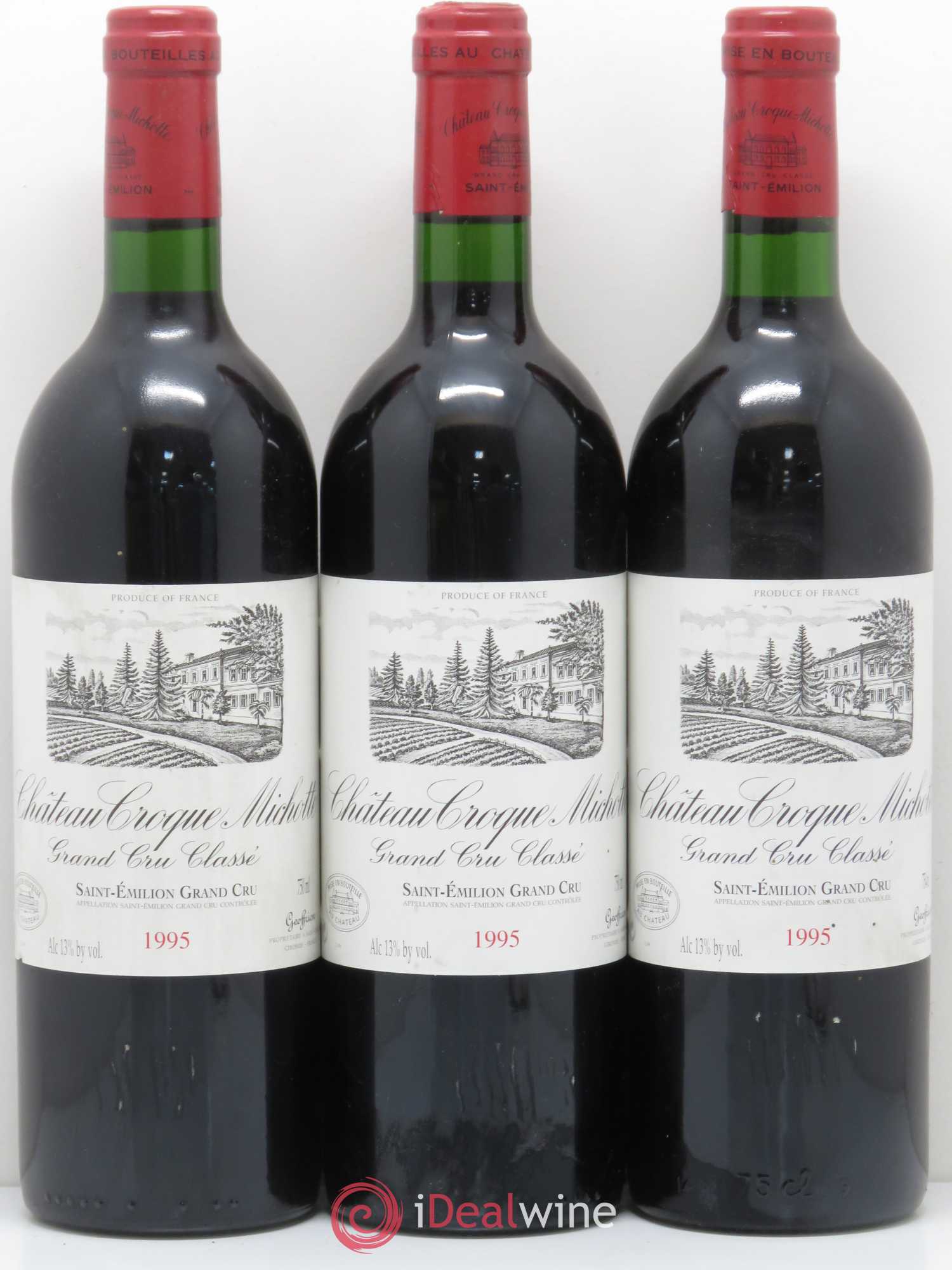 Château Croque Michotte 1995 - Lot de 3 bouteilles - 0
