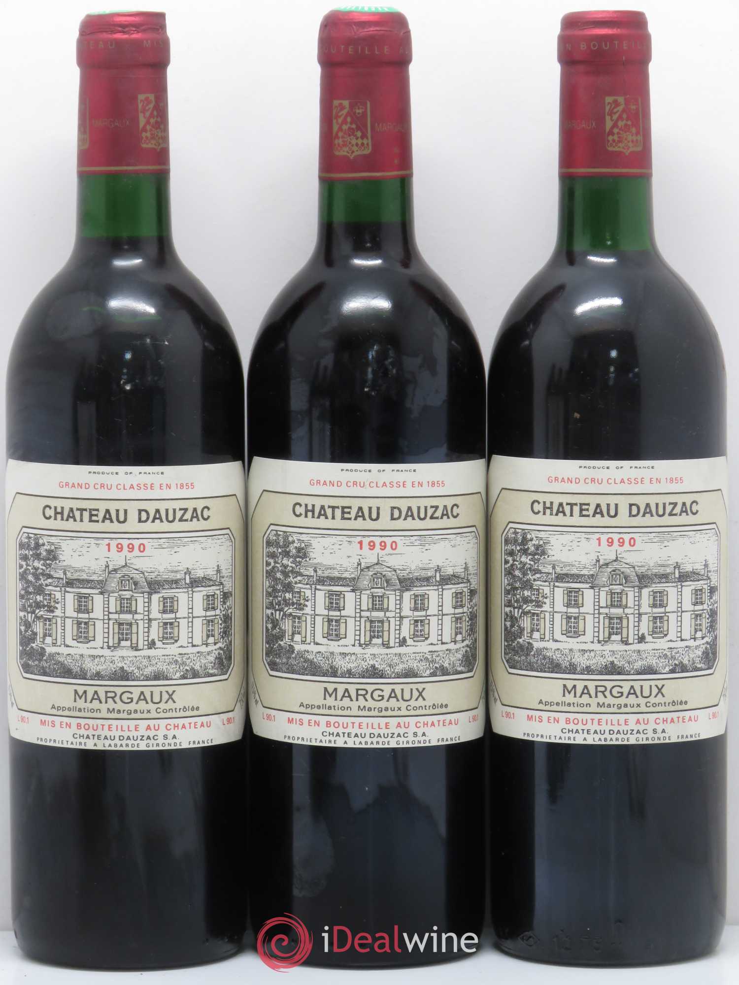 Château Dauzac 5ème Grand Cru Classé 1990 - Lot de 3 bouteilles - 0