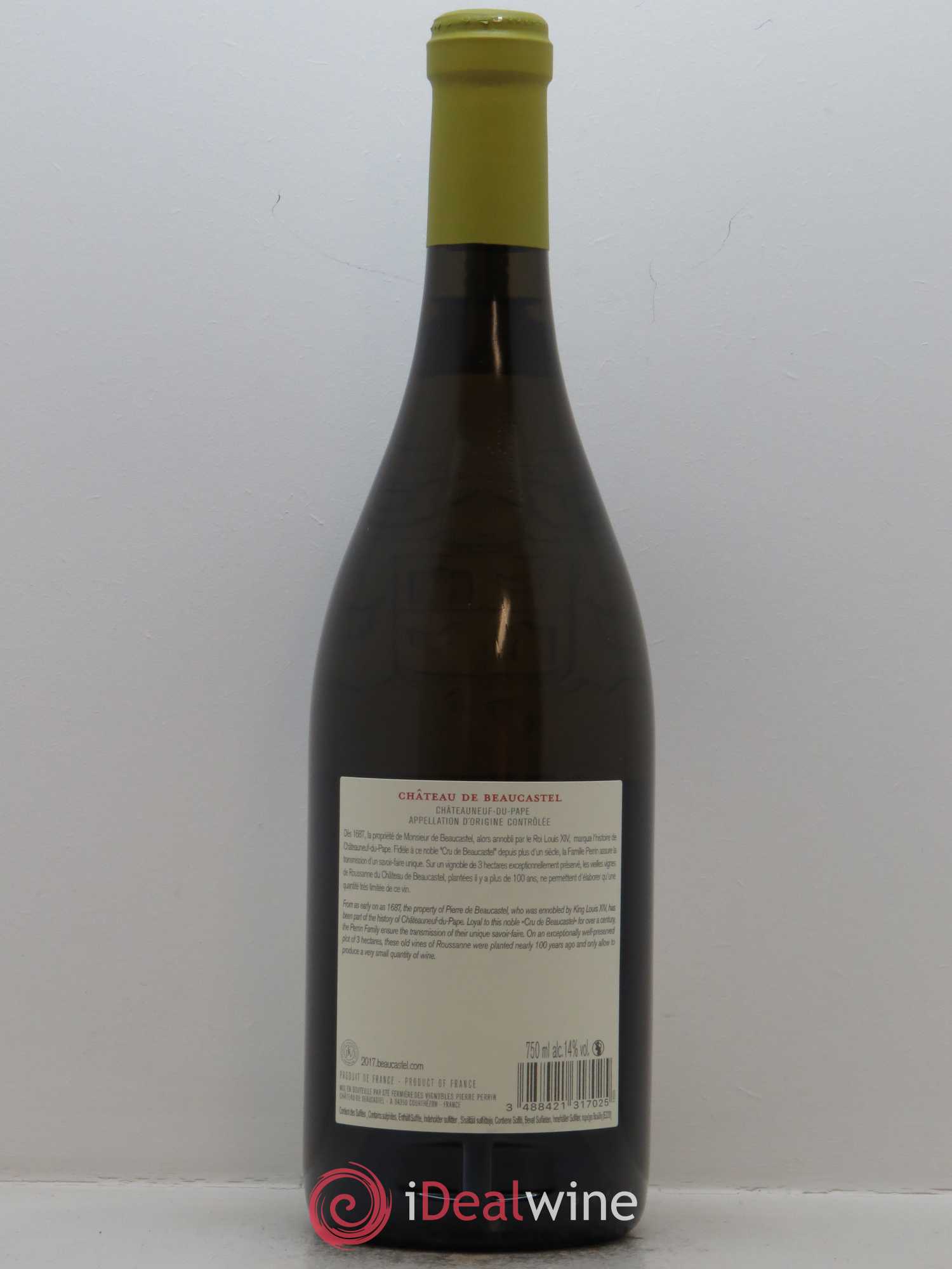 Châteauneuf-du-Pape Château de Beaucastel Vieilles vignes Roussanne Famille Perrin 2017 - Lot de 1 bouteille - 1