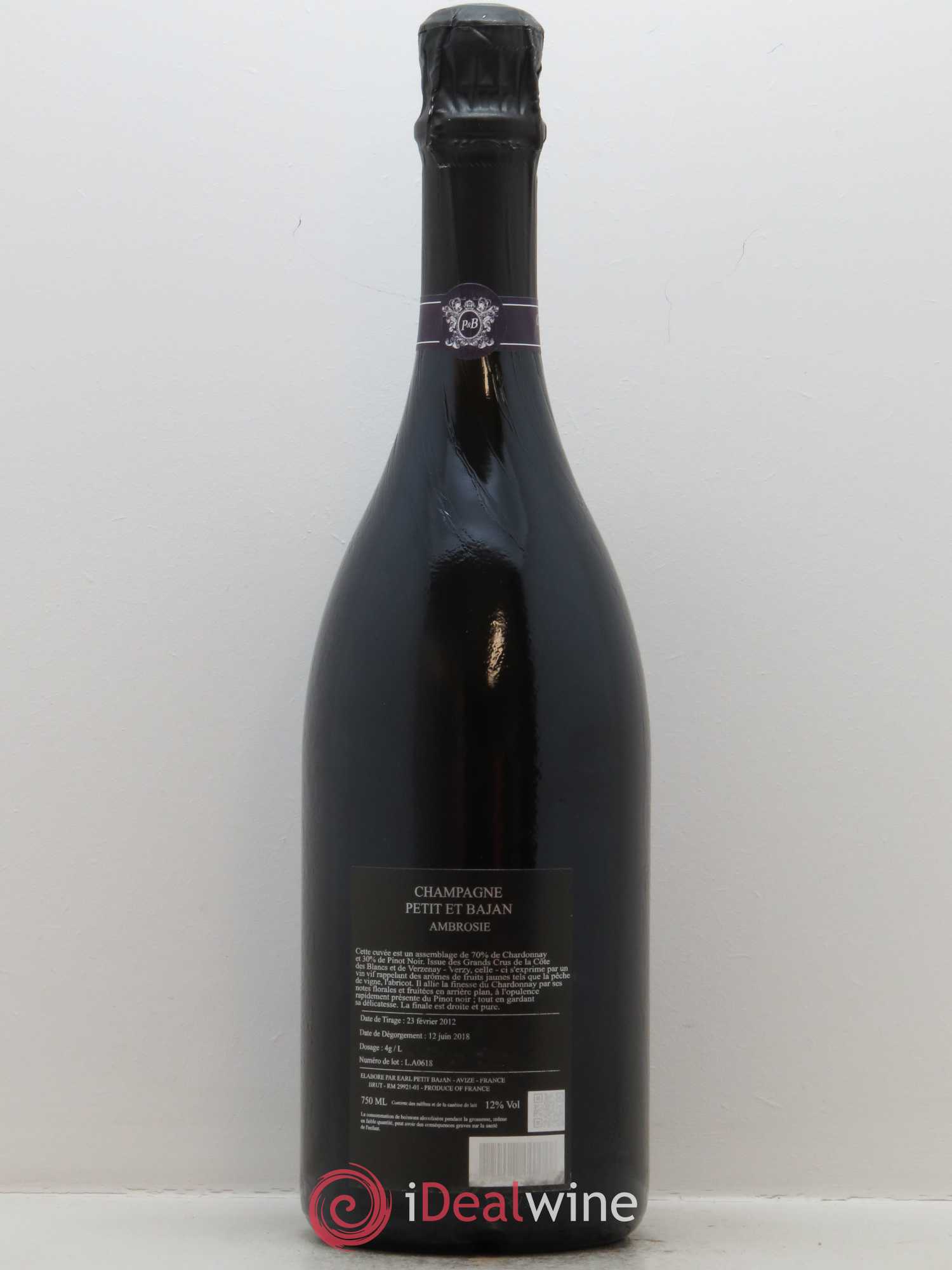 Ambrosie Grand Cru Brut Petit & Bajan - Lot de 1 bouteille - 1