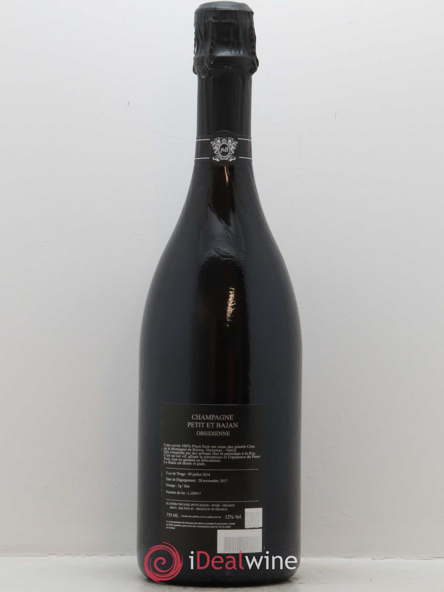 Obsidienne Grand Cru Brut Petit & Bajan - Lotto di 1 bottiglia - 1