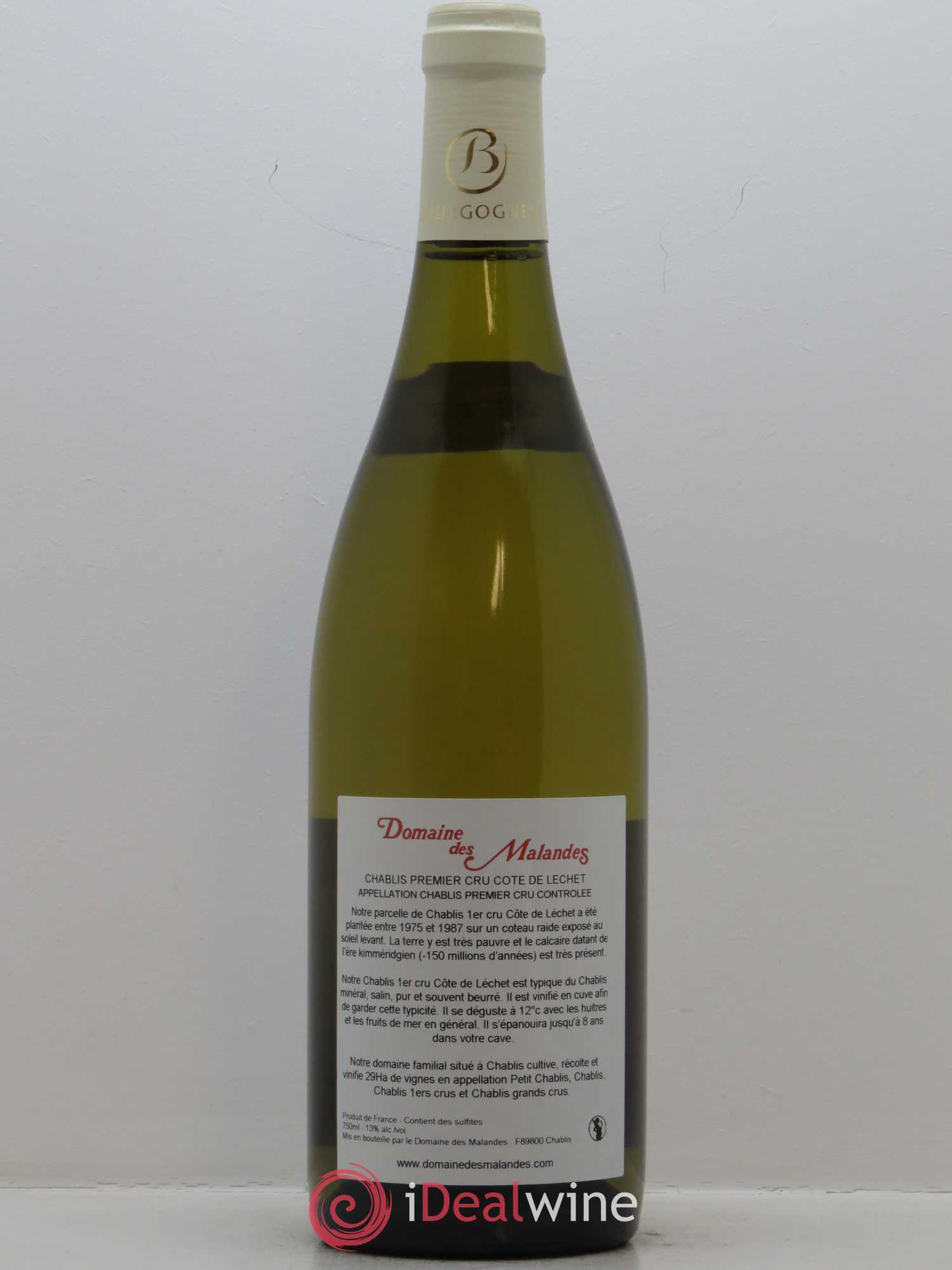 Chablis 1er Cru Côte de lechet Domaine des Malandes 2017 - Lot de 1 bouteille - 1