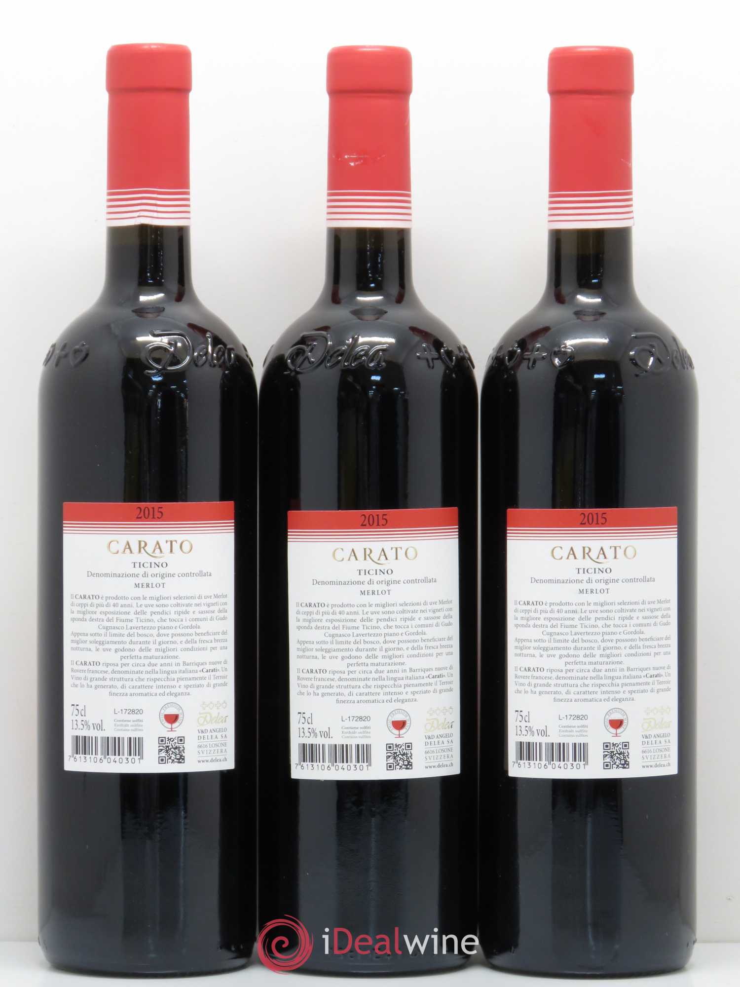 Vins Etrangers Suisse Merlot del Ticino Carato Delea 2015 - Posten von 12 Flaschen - 4