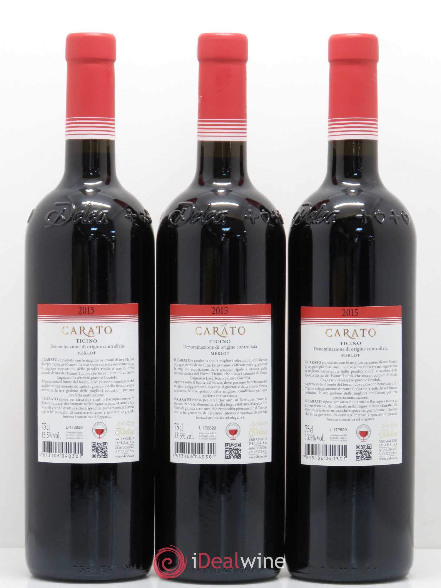 Vins Etrangers Suisse Merlot del Ticino Carato Delea 2015 - Posten von 6 Flaschen - 4
