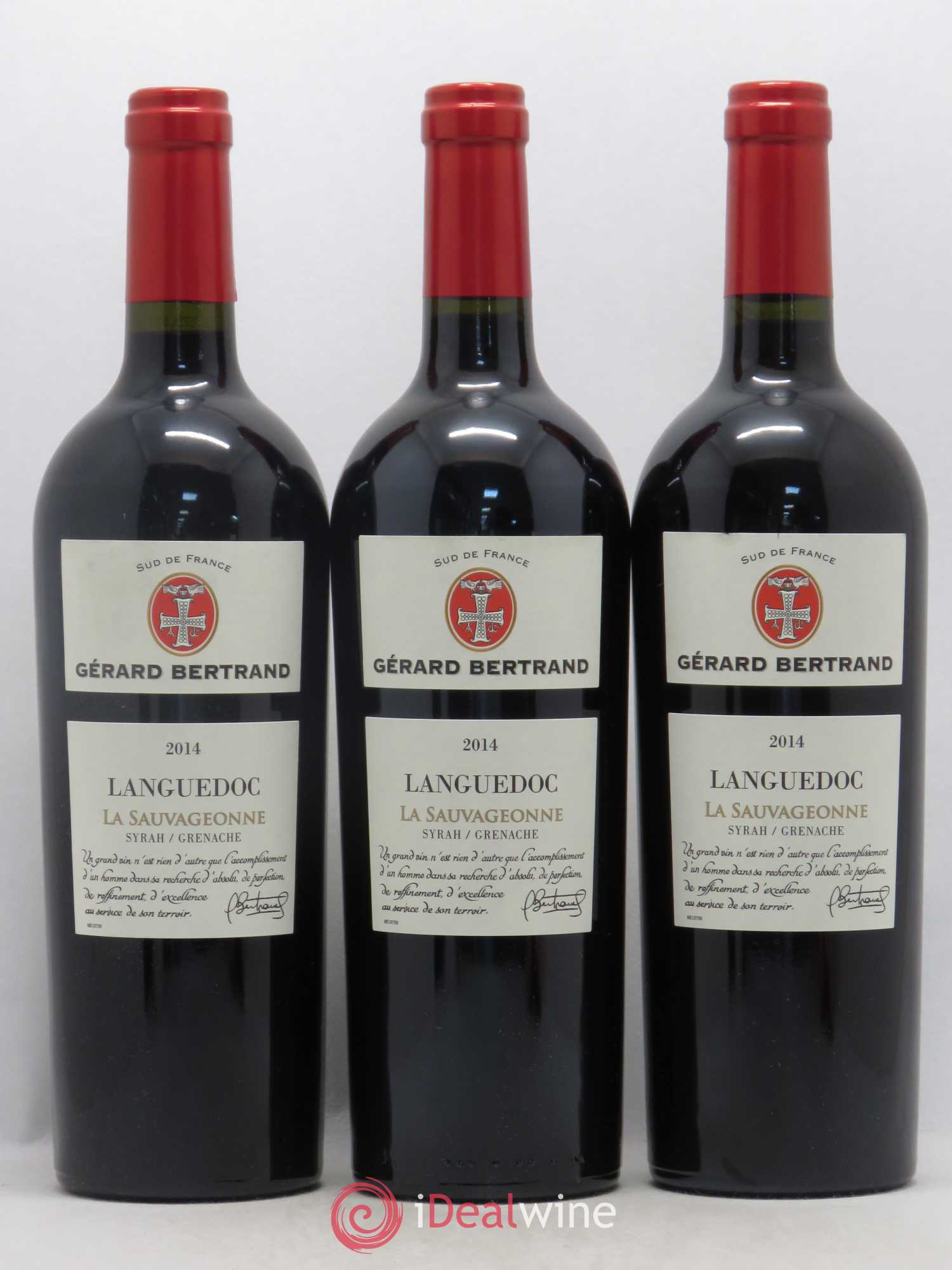 Languedoc Syrah - Grenache La Sauvageonne Gérard Bertrand 2014 - Posten von 3 Flaschen - 0