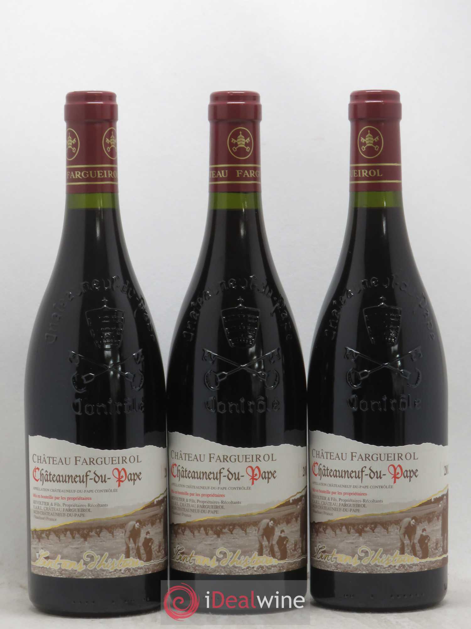 Châteauneuf-du-Pape Cent ans d'Histoire Château Fargueirol 2012 - Posten von 3 Flaschen - 0